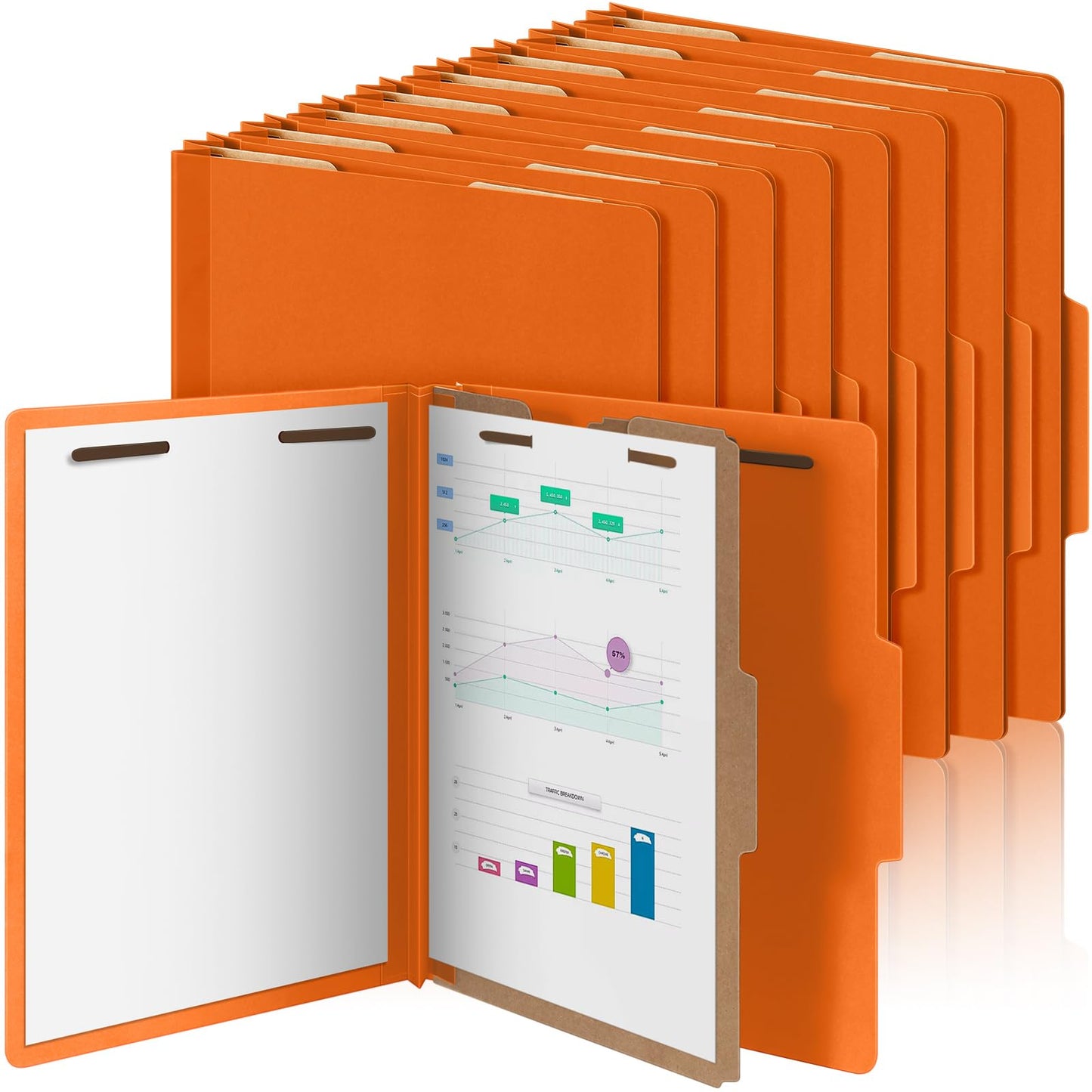 Skyygemm 24 Pcs Classification Folders Bulk 1 Divider File Folder with Fastener 2 Prongs Pressboard Employee Folder with 3.5 Inch Expansion for Standard Medical File,Document,Office Report (Orange)