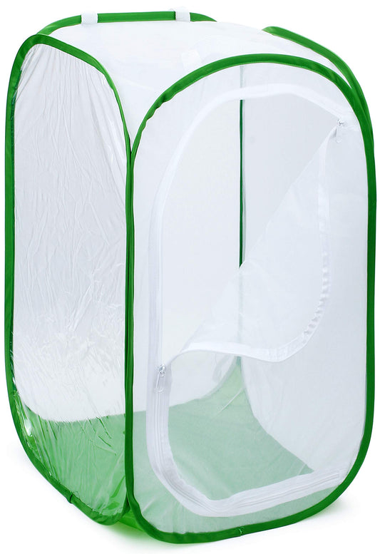 4 Feet Extra Large Monarch Butterfly Habitat, Giant Collapsible Insect Mesh Cage Terrarium Pop-up (White + Green, 28 x 28 x 48 Inches)