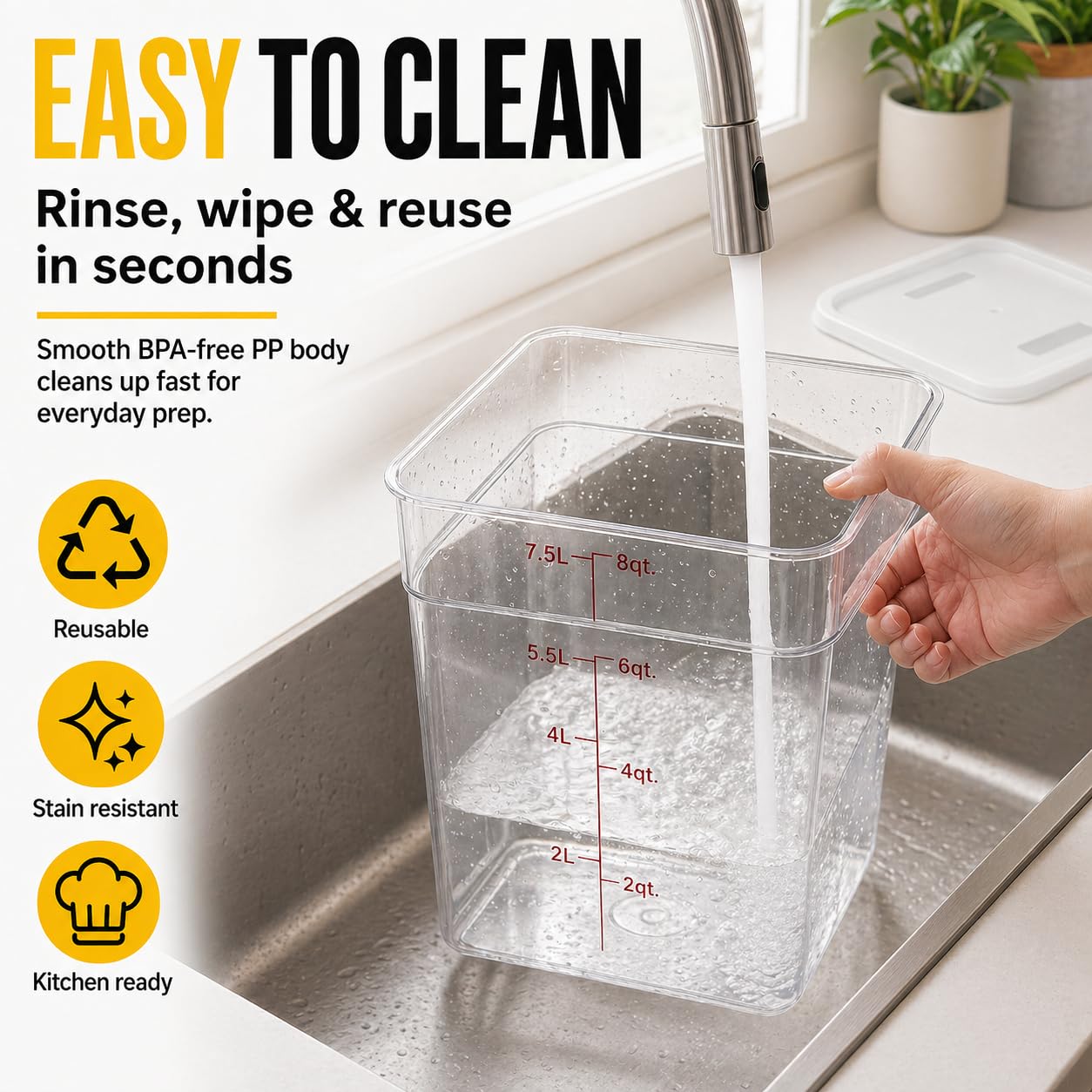 2 Pack 8Qt Clear Food Storage Containers with Lids – BPA-Free Stackable Kitchen Organizer for Pantry, Fruits, Vegetables, Meal Prep & Dough Proofing