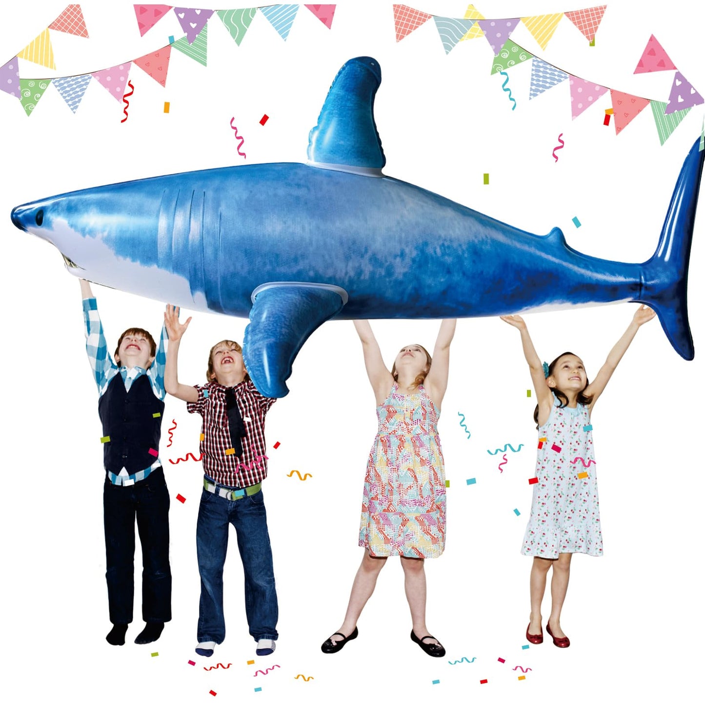 ILEISURELY Extra Large Inflatble Shark Pool Toy,79inch Shark Pool Birthday Party Decorations,Party Favors Supplies Gift for Kids Adults