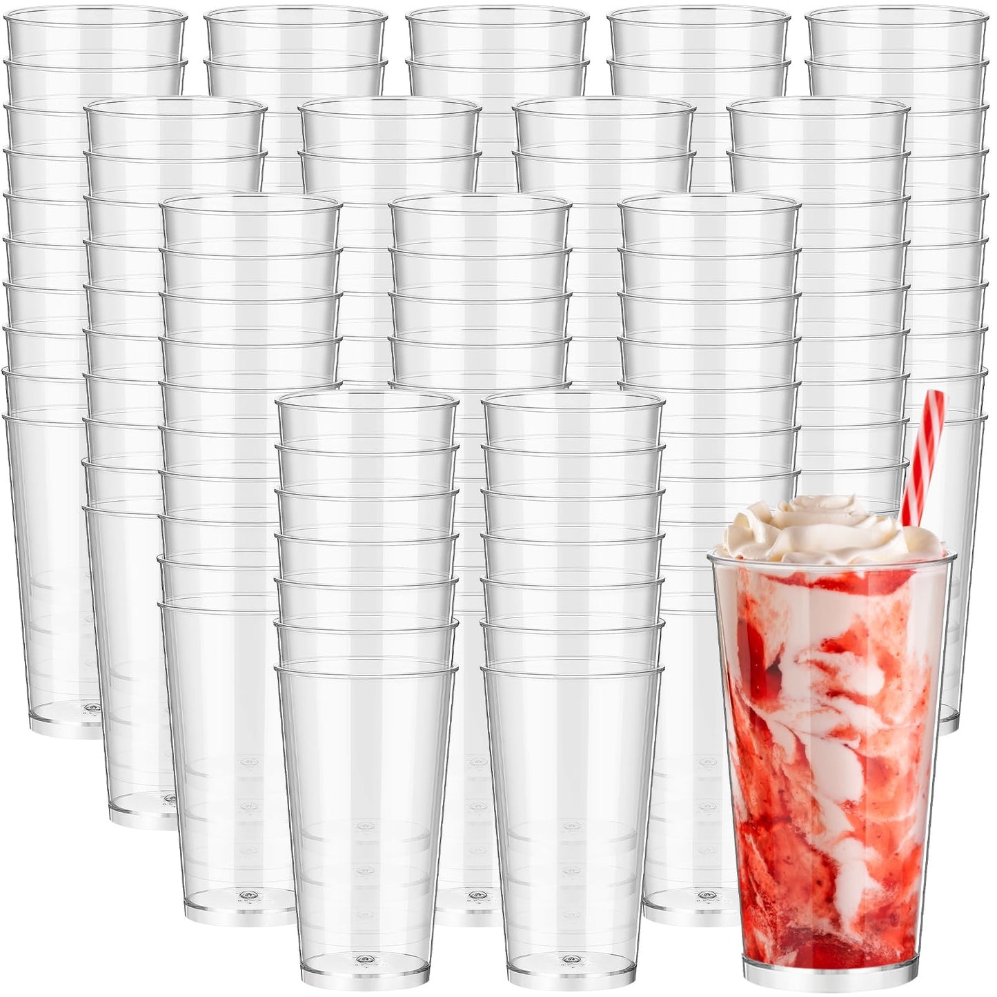 Uiifan 300 Pcs 3 oz Mini Dessert Cups Plastic Appetizer Cups Tall Round Clear Dessert Shooter Disposable Parfait Serving Cups Bowl for Tasting Party Puddings Ice Cream Wedding Birthday Party