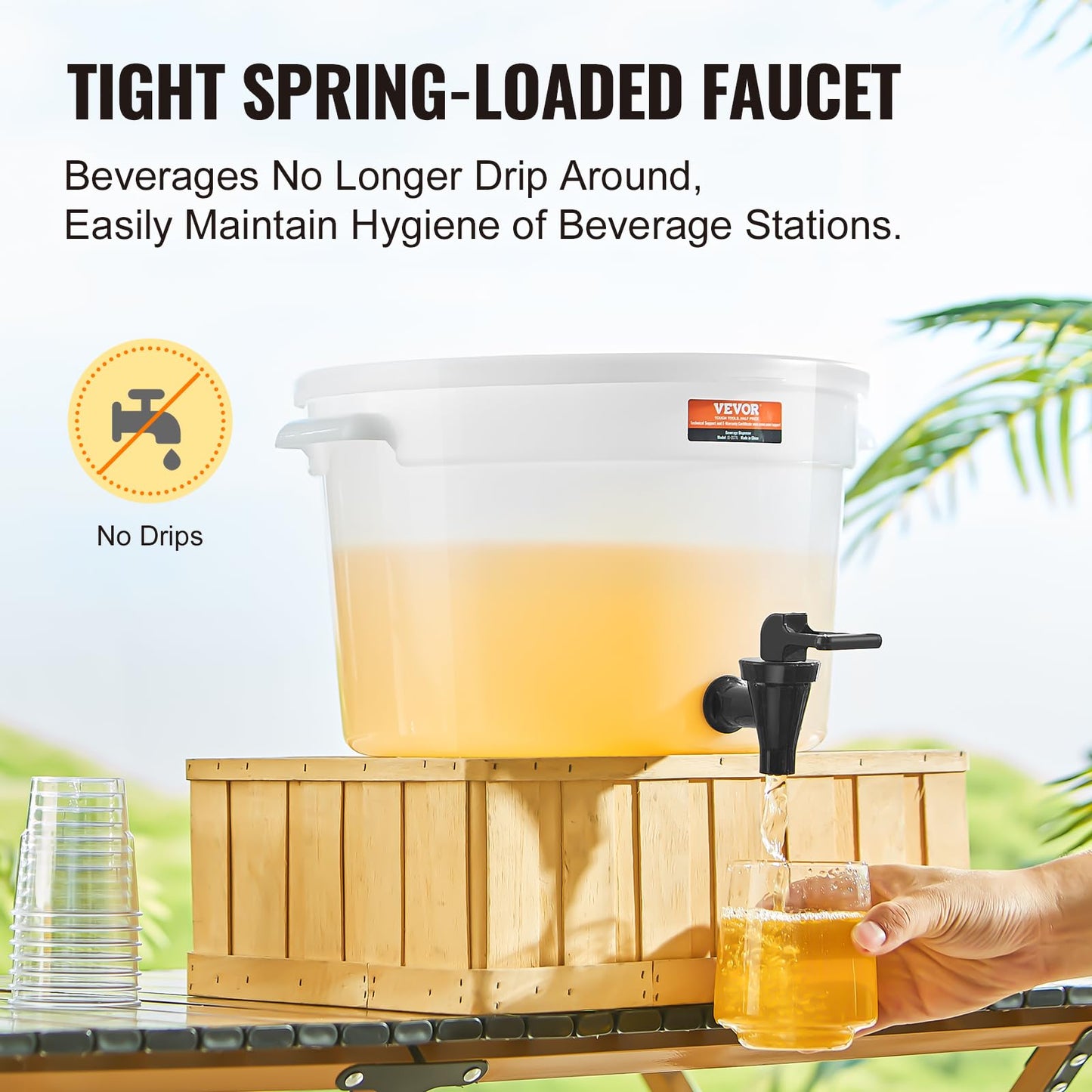 VEVOR Beverage Dispenser, 3 Gallon *2 Drink Dispensers for Parties, Plastic Juice Dispenser with Spigot and Lid, Iced Tea Lemonade Juice Water Dispenser, for Restaurants, Hotels, Parties, 2 Pack