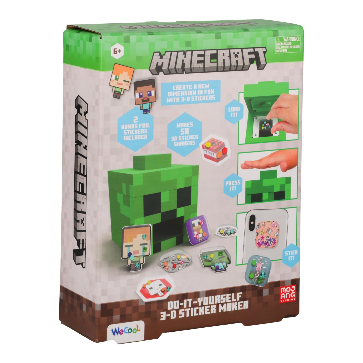 Paladone WeCool Minecraft Creeper Officially Licensed 3D DIY Stickers Kit for Kids Age 6+ Makes 50 Personalized Stickers, Creative Gift and Fun Toy