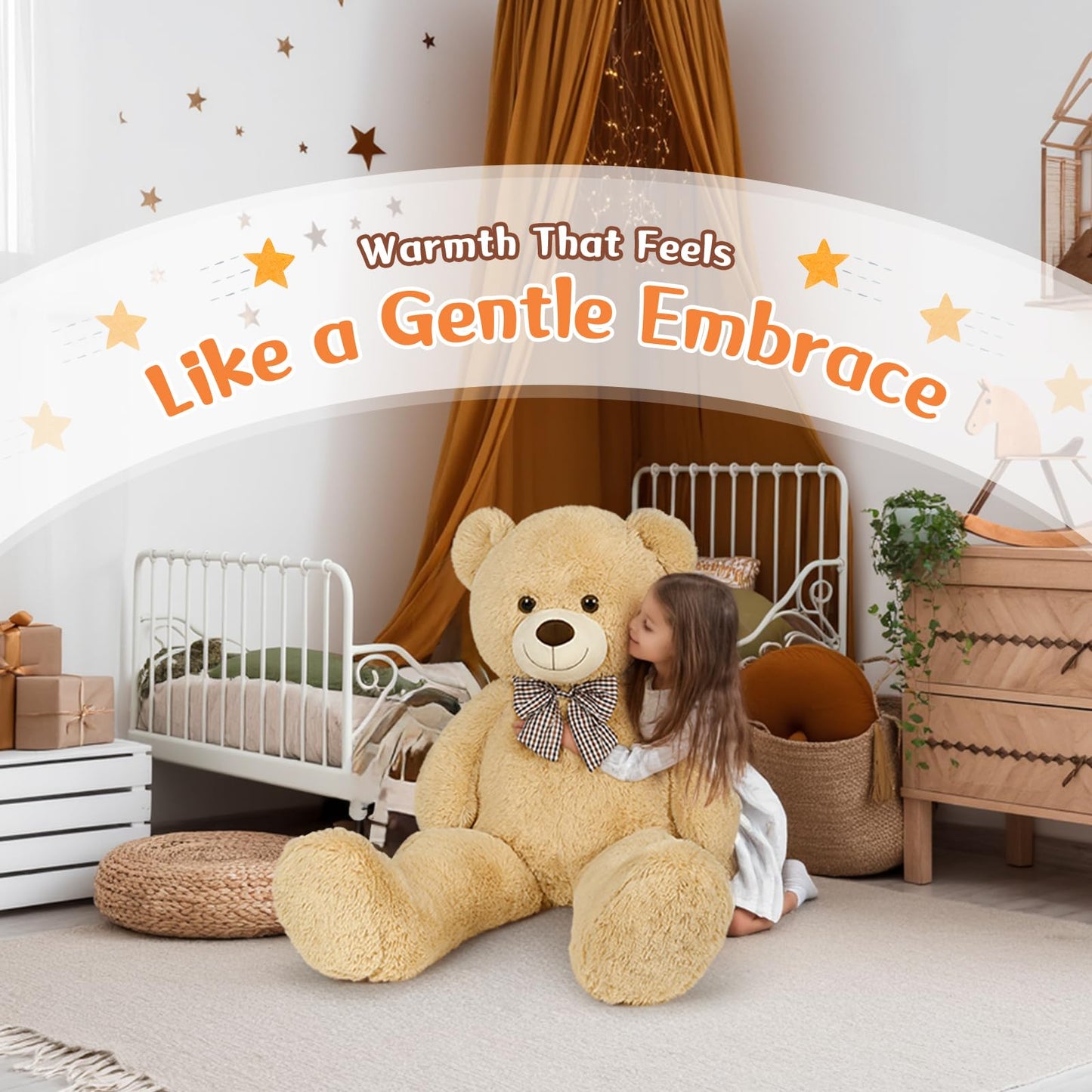 MorisMos Giant Teddy Bear Plush, Big Teddy Bear Stuffed Animals for Kids, Large Brown Bear for Girlfriend Christmas Valentine's Day, 47 Inches