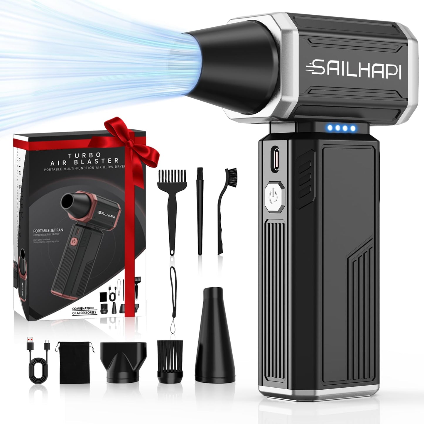 SAILHAPI Powerful Turbo Fan 300000RPM, Handheld Office Duster Blower Replaced Can of Air, Rechargeable Durable Fan Cleaner for PC Gamers, Barber, Laptop, Computer Accessories & Snow Removal