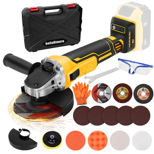 Angle Grinder Compatible with Dewalt 20V MAX Battery (Battery Not Included), Cordless Angle Grinder, 4-1/2" Blade, 4 Variable Speeds up to 7200 RPM, for Cutting, Grinding & Polishing