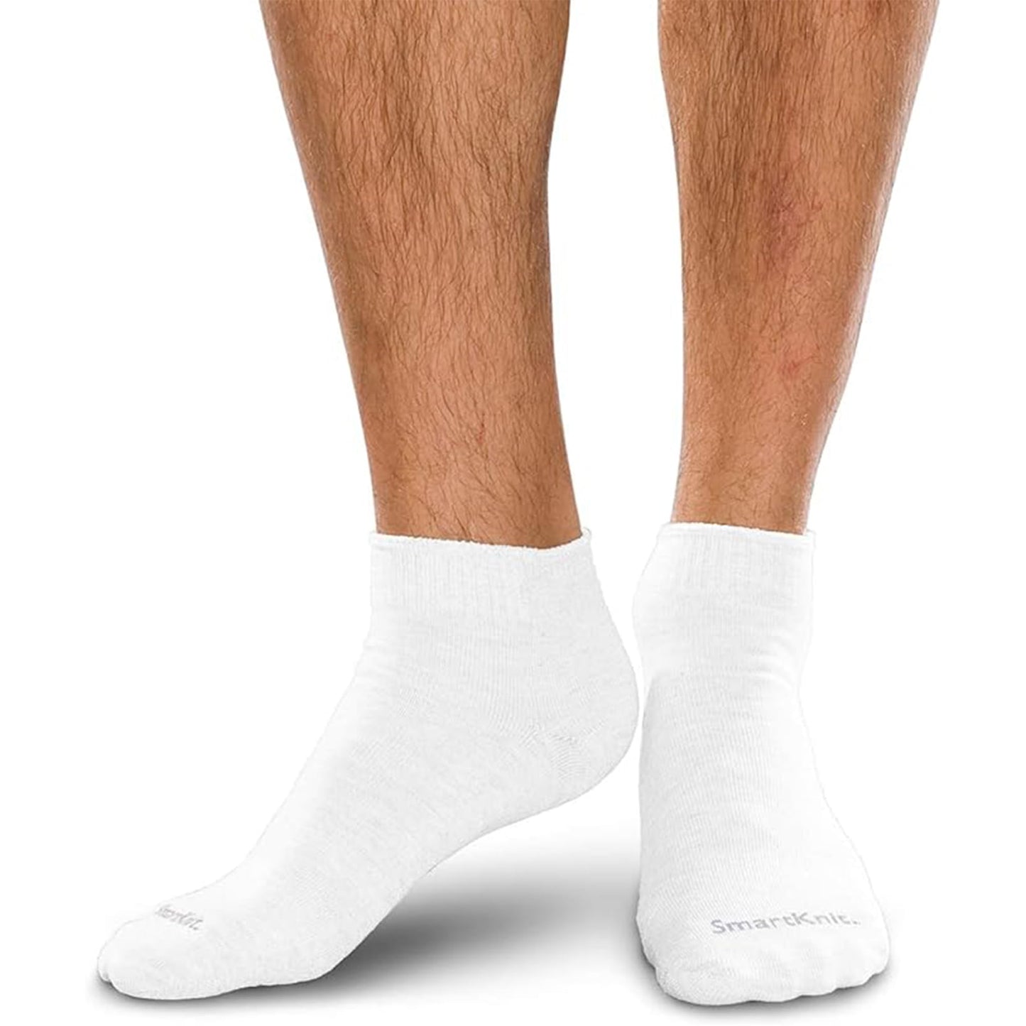 SMARTKNIT Seamless Diabetic Mini Crew Socks 3 Pack (6 Count), Medium, White