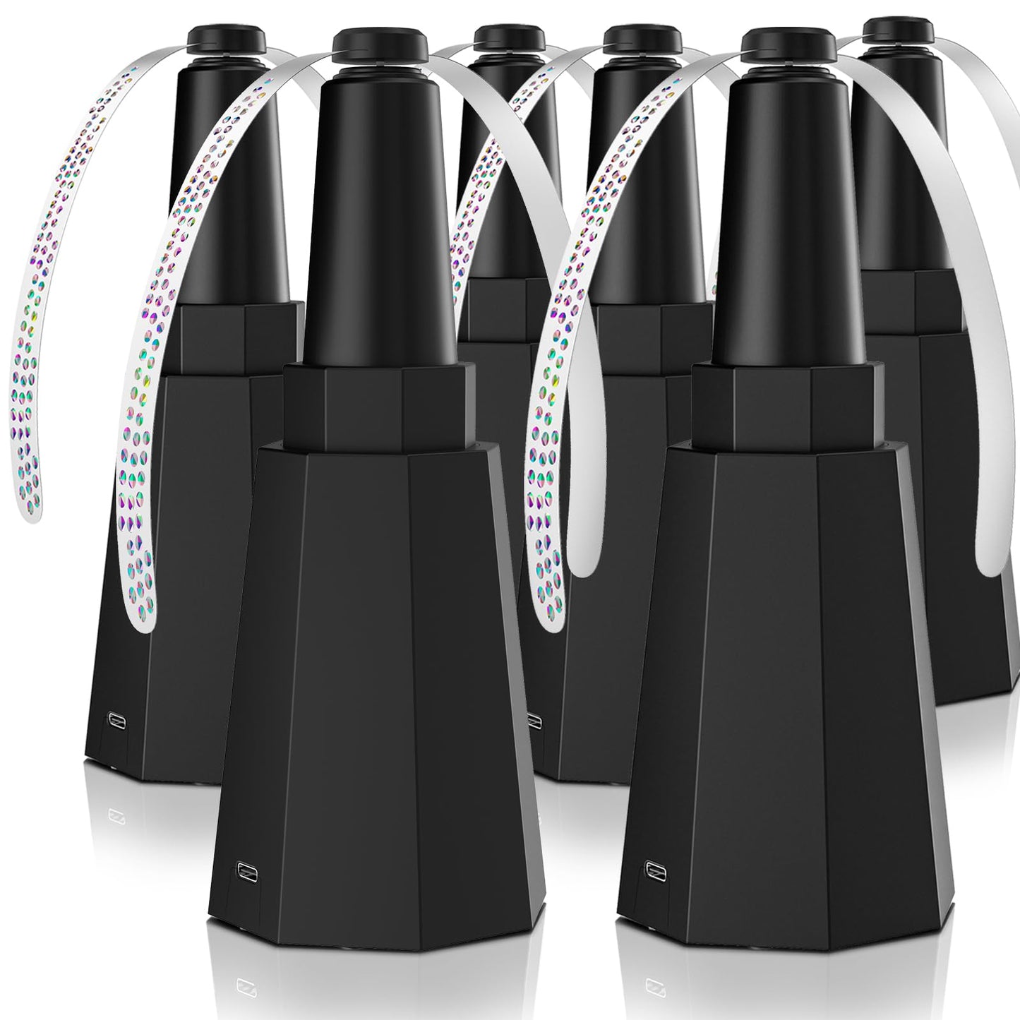 6-Pack Rechargeable Fly Fans for Tables Up to 10-hour Working Time, Indoor Outdoor Mute Food Fans to Keep Flies Away, Retractable Table Fans with Hook for Home Restaurant Party Picnic Patio, Black