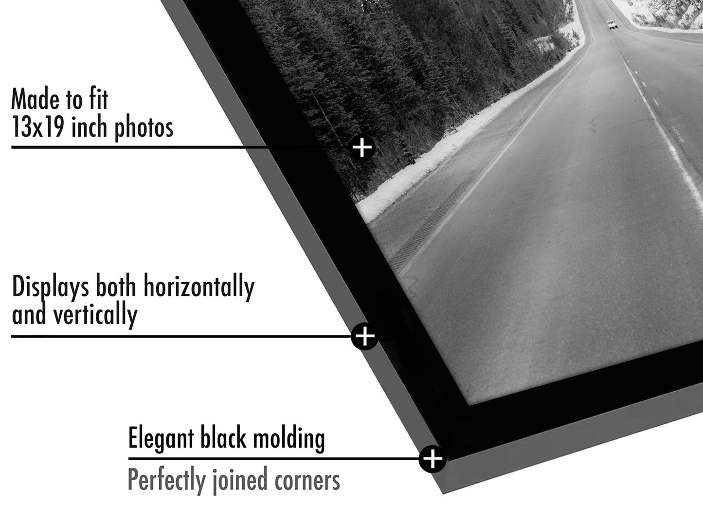 Americanflat 13x19 Picture Frame with Polished Plexiglass - Set of 5 - Galleria Collection - Picture Frames for Wall Display - Black