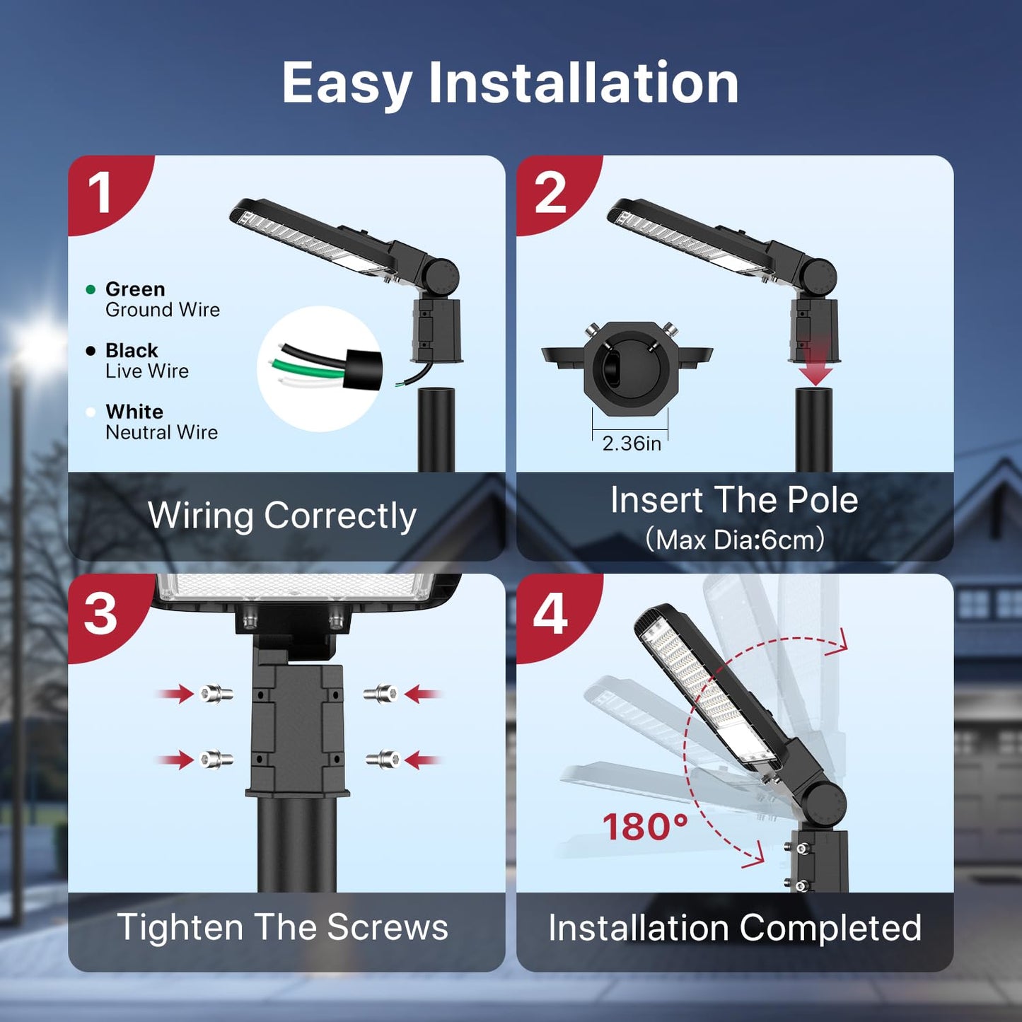 LED Parking Lot Lights Outdoor Pole Mount, 150W LED Shoebox Light with Dusk to Dawn Photocell 120V LED Outdoor Lighting Exterior Flood Light Commercial Outside Light IP65 Waterproof for Yard Garage