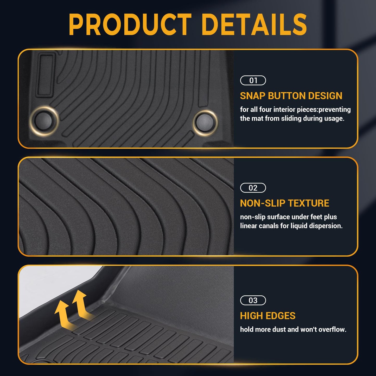 All-Weather TPE Rubber Floor Mats Compatible with 2012 2013 2014 2015 2016 2017 2018 Audi A6 S6, Custom Fit Full Car Carpet Liners Set (Black)