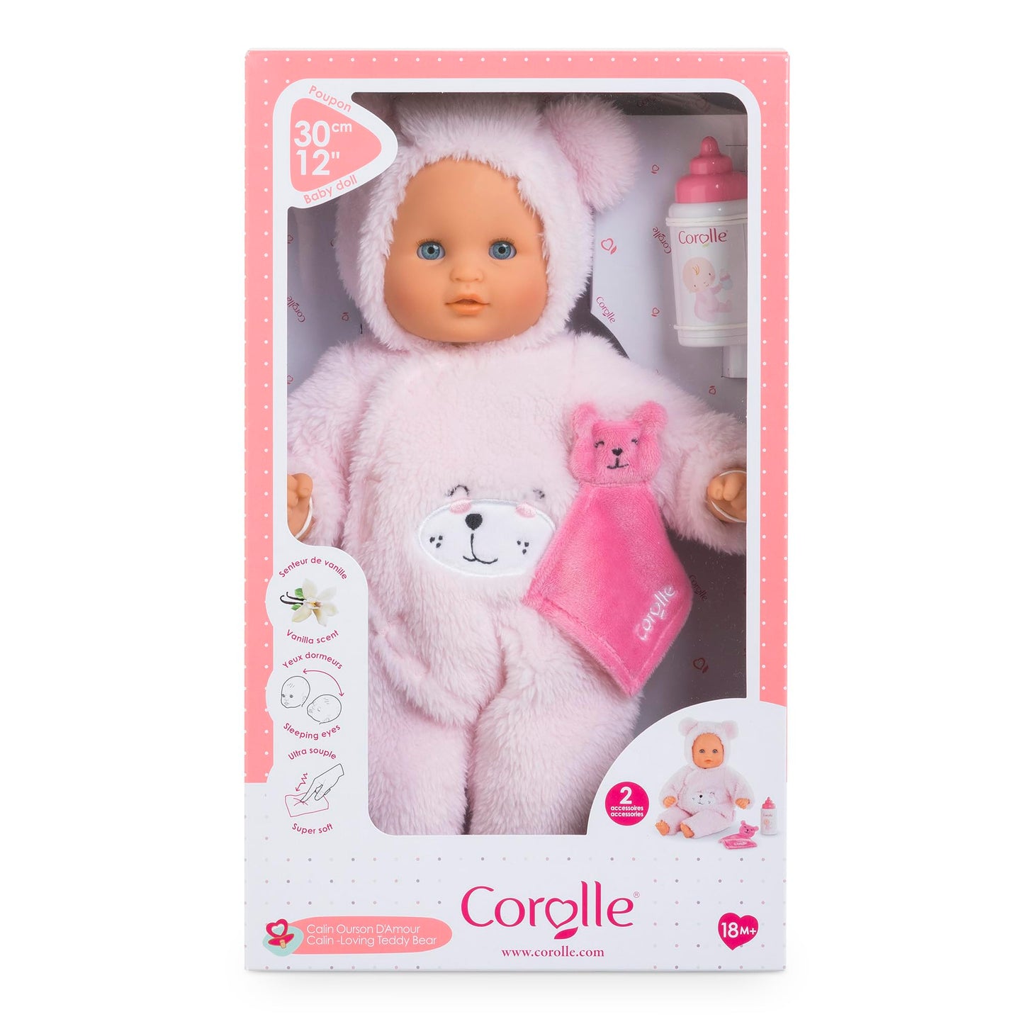 Corolle – Mon Premier Poupon Baby Calin Loving Teddy Bear 12” Soft-Body Doll with Vanilla Scented Skin for Toddlers, Ages 18+ Months – Lightweight and Easy to Carry