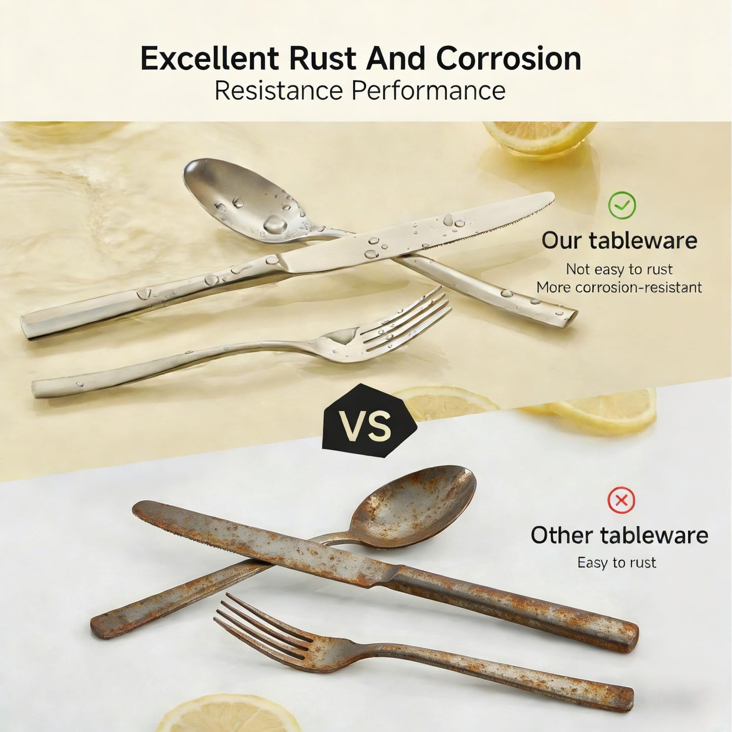 KINGSTONE 40-Piece Silverware Set for 8, Matte Stainless Steel Flatware Set with Forks, Knives, Spoons, Dishwasher Safe, Rust Resistant Cutlery for Home & Wedding