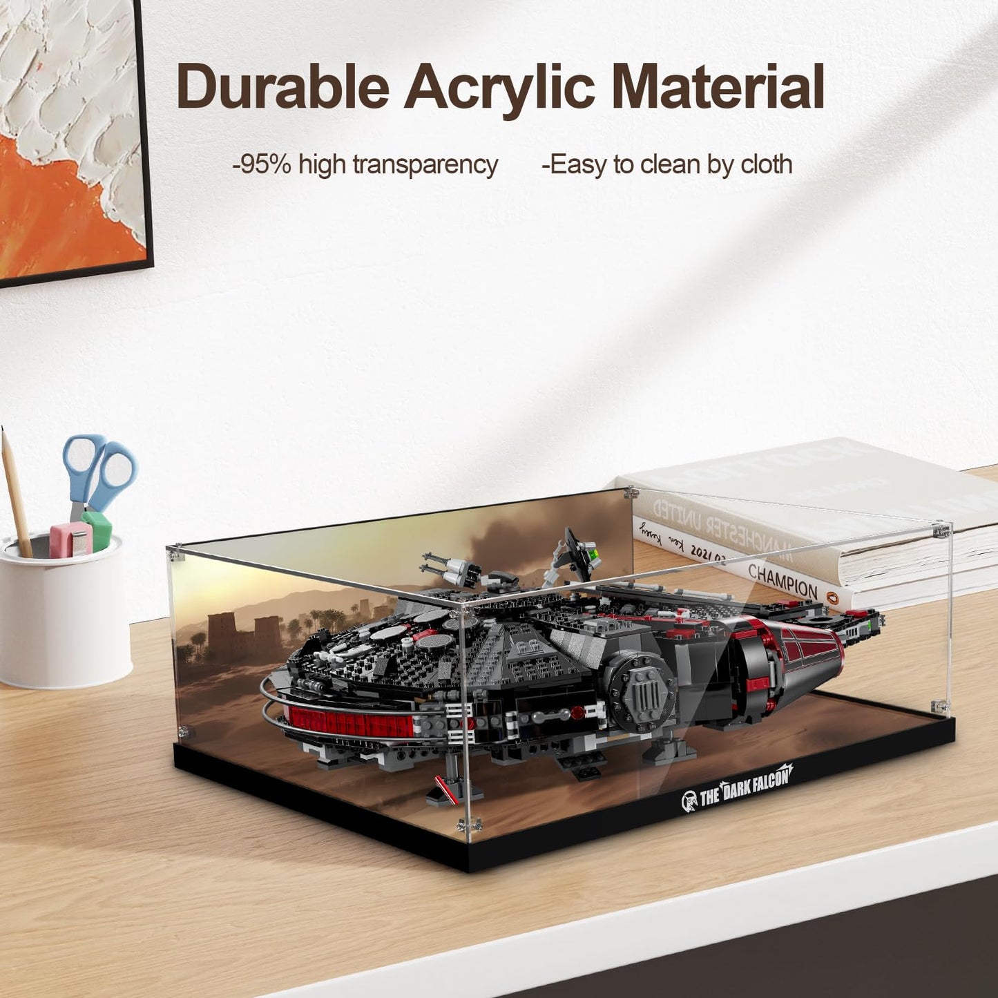 Acrylic Display Case for Lego Star Wars Dark Millennium Falcon 25th Anniversary Buildable Starship Model, Dustproof Clear Display Box Compatible with Lego 75389 (No Models, Only Box)