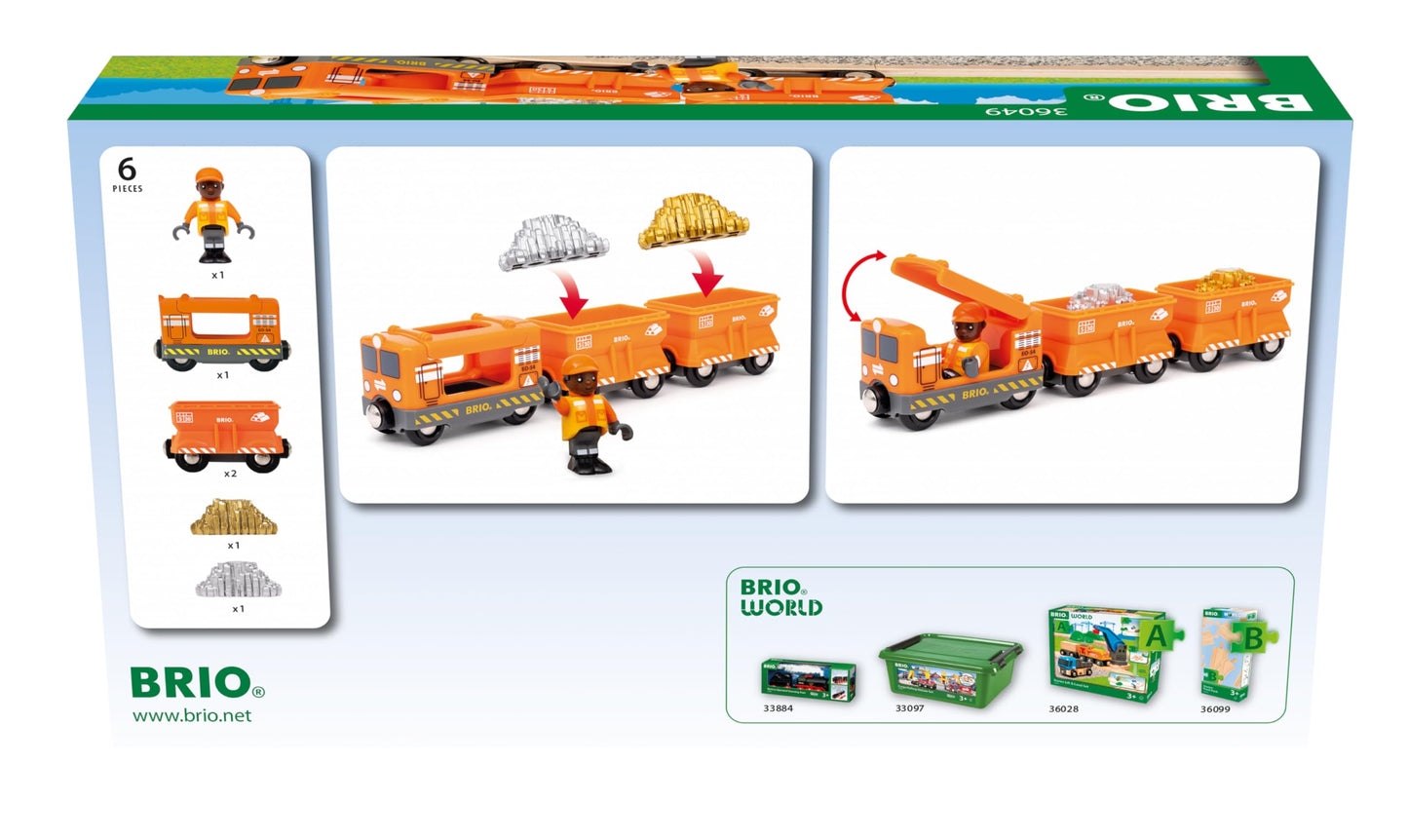 BRIO World – 36049 Gold Cargo Train | Toy Train Set for Kids Aged 3 Years Up
