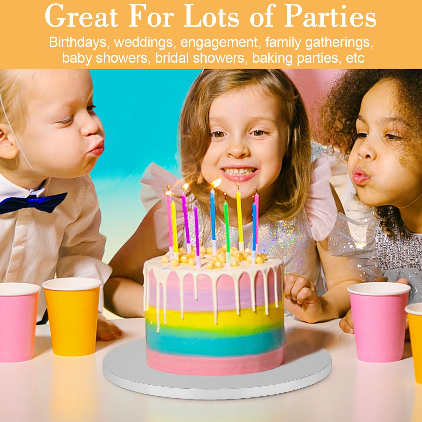 12 PCS Cake Drums 10 Inch, Cake Boards 10 Inch, 10 Inch Cake Drum, Cake Boards 10 Inch Round, Cake Drum 10 Inch Round, 1/2" Thick Cardboard, Sturdy Cake Base, Food Grade Cake Rounds, Base para Pastel