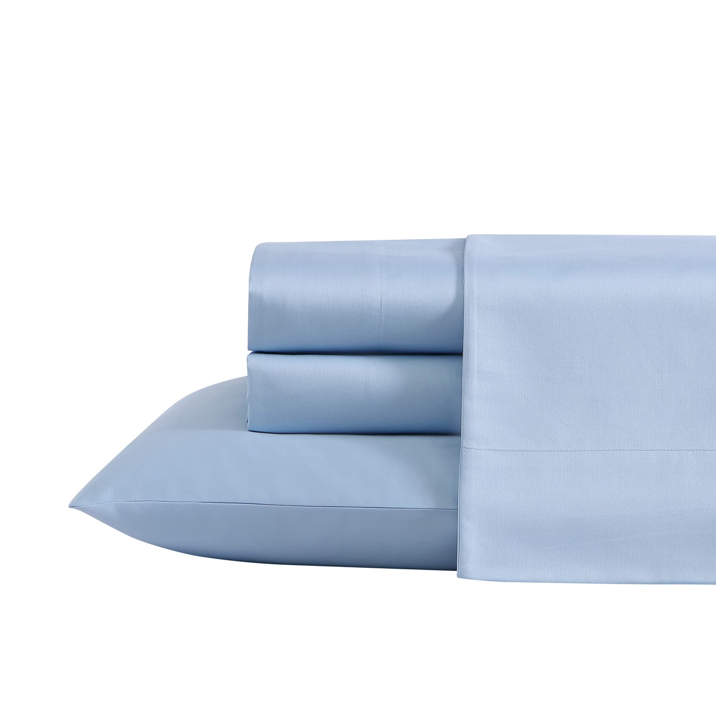Laura Ashley – Queen Size Sheet Set, Ultra Soft Cotton Blend Sateen Bedding with Fitted Sheet and Pillowcases, Deep Pocket, 800 Thread Count, College Dorm Room Essentials (Pastel Blue)