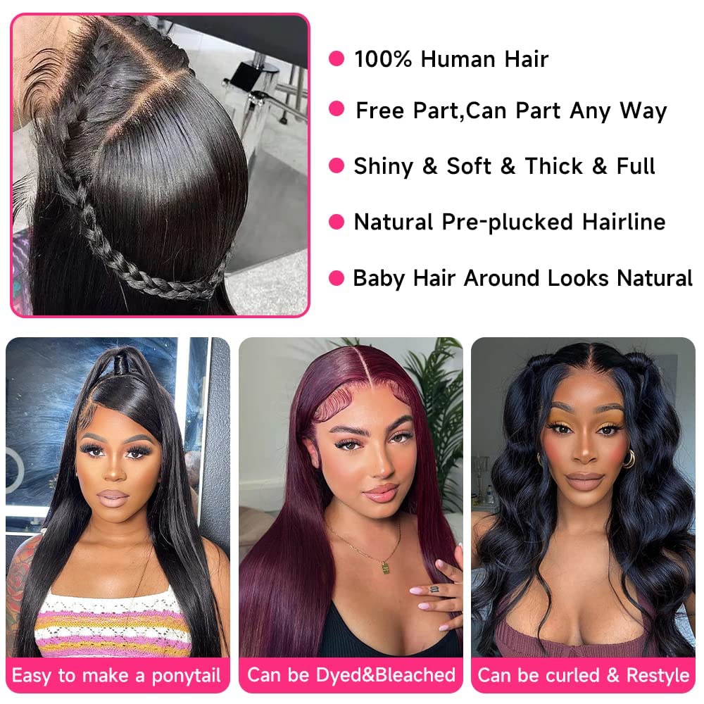 XUBULO 30 Inch Lace Front Wigs Human Hair 200 Density Real Human Hair Wig 13x4 HD Lace Front Wigs Human Hair Pre Plucked straight human hair wigs Frontal Wigs Human Hair