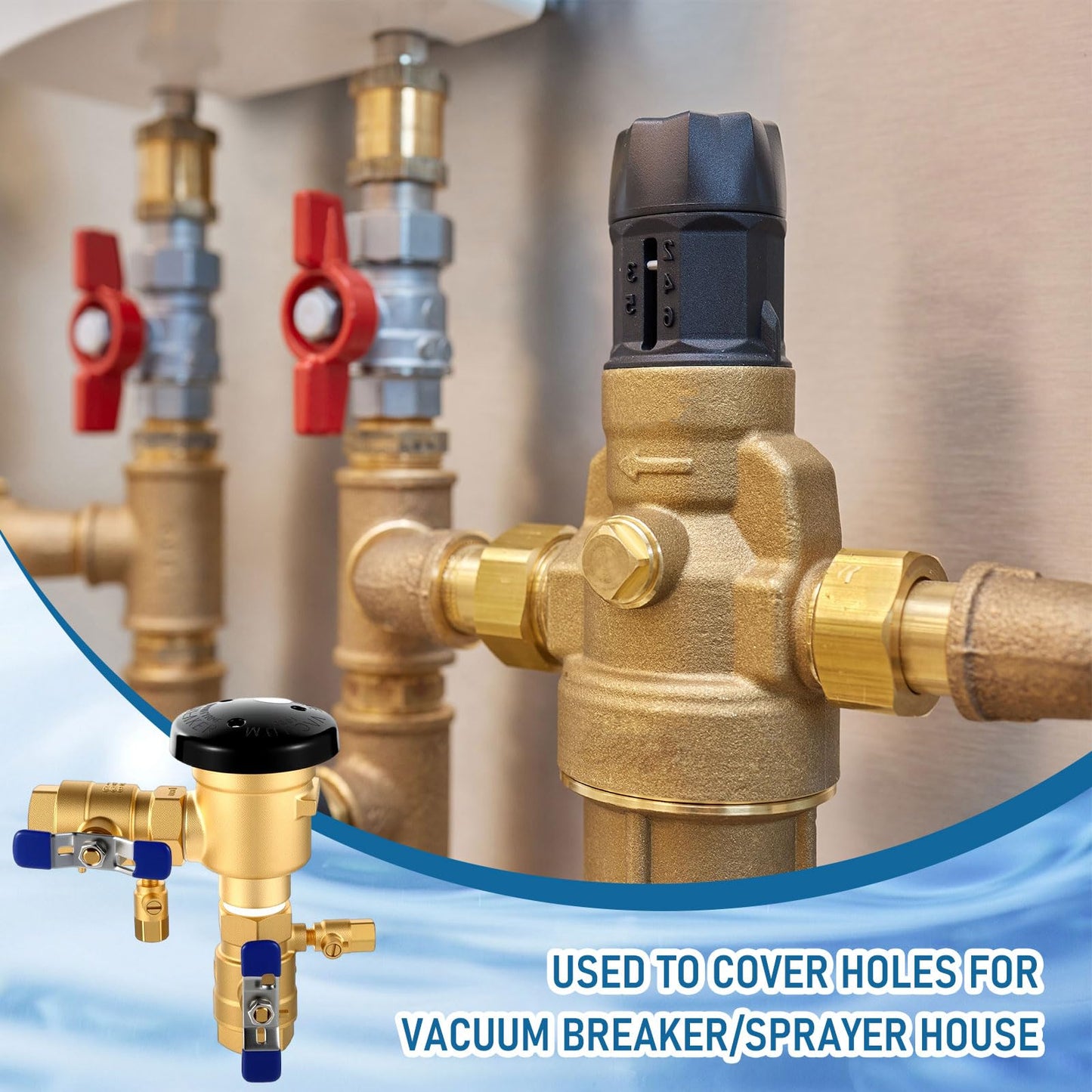 MorningRo 1-720A 1" 720A Pressure Vacuum Breaker Assembly with Breaker Repair Kit, Brass Valve Cover for Water Lines Max 400 PSI Backflow Preventer Maintain Plumbing System