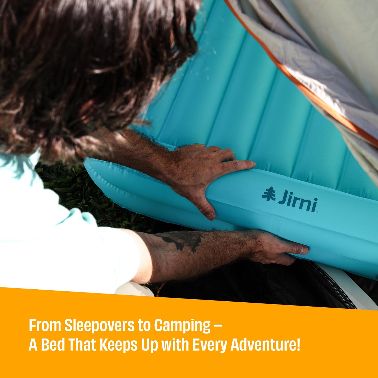 Jirni Kipper Toddler Travel Bed | New Pump System | Ultra-Lightweight & Super Durable Toddler Air Mattress | Compact Kids Air Mattress | Eco-Friendly Inflatable Kids Bed | Travel Cot Airbed