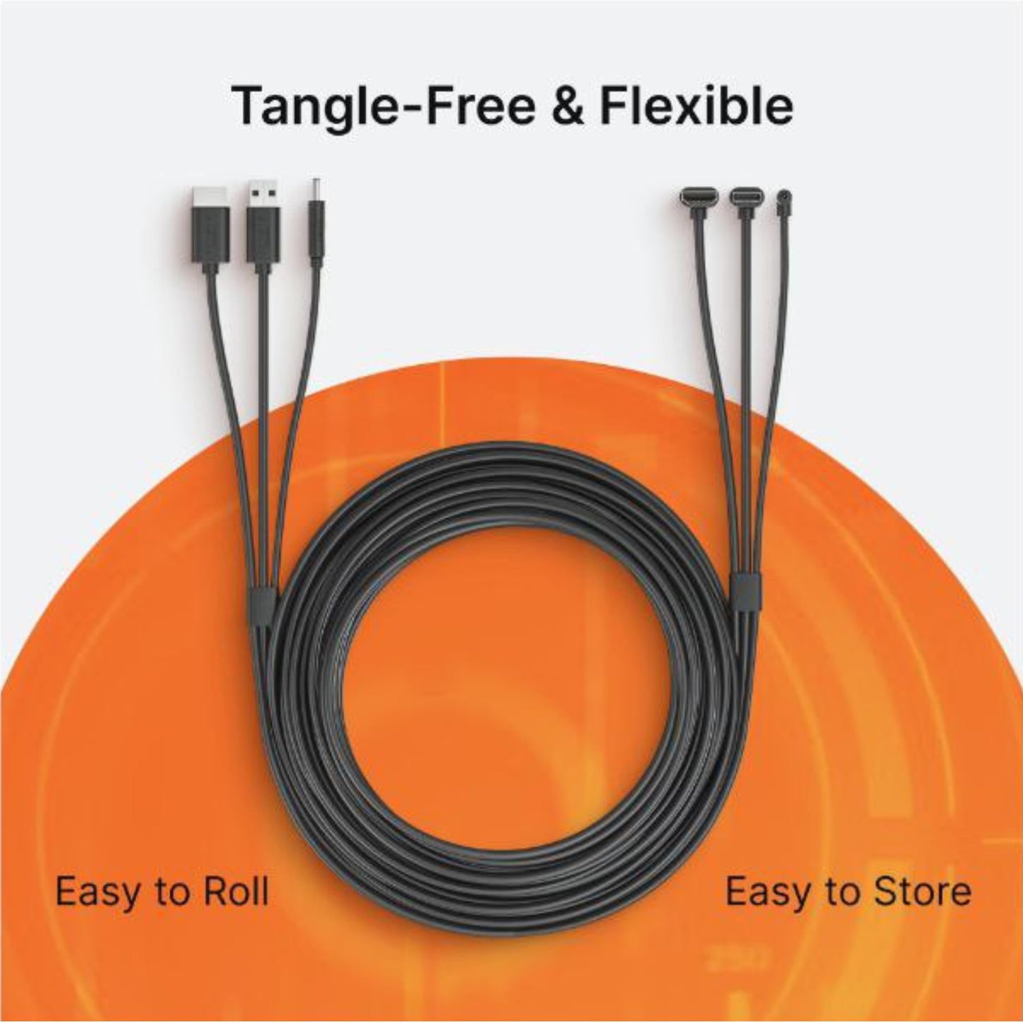 Skywin 3-in-1 Flat HTC Vive Compatible Cable (5 Meters / 16 Feet), Replacement 3-in-1 Connection Cable for HTC Vive Headset and Linkbox (Black)