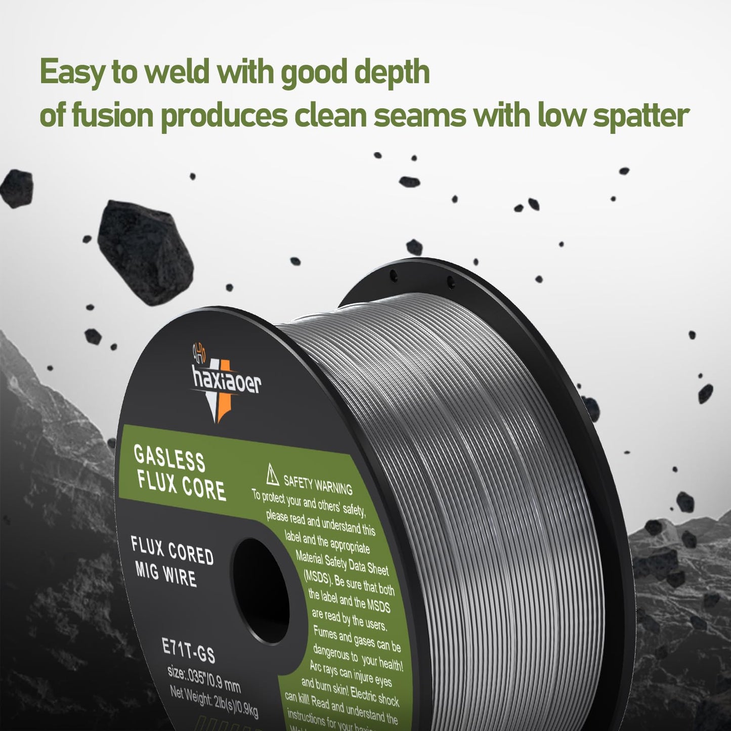 .035'' Flux Core Welding Wire, E71T-GS Gasless MIG Welding Wire 2 Pounds 3 Pack for All Position Arc Welding and Outdoor Use