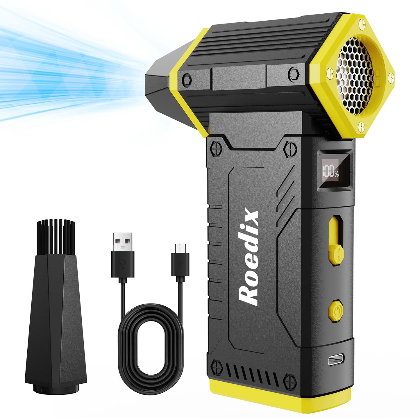 Compressed Air Duster, 210000RPM 8-Gear Adjustable Electric Air Duster with LED Display, 10,000mAh Rechargeable Air Blower for Keyboard, PC, Car and Home Cleaning, Jet Dry Blower Replace Canned Air