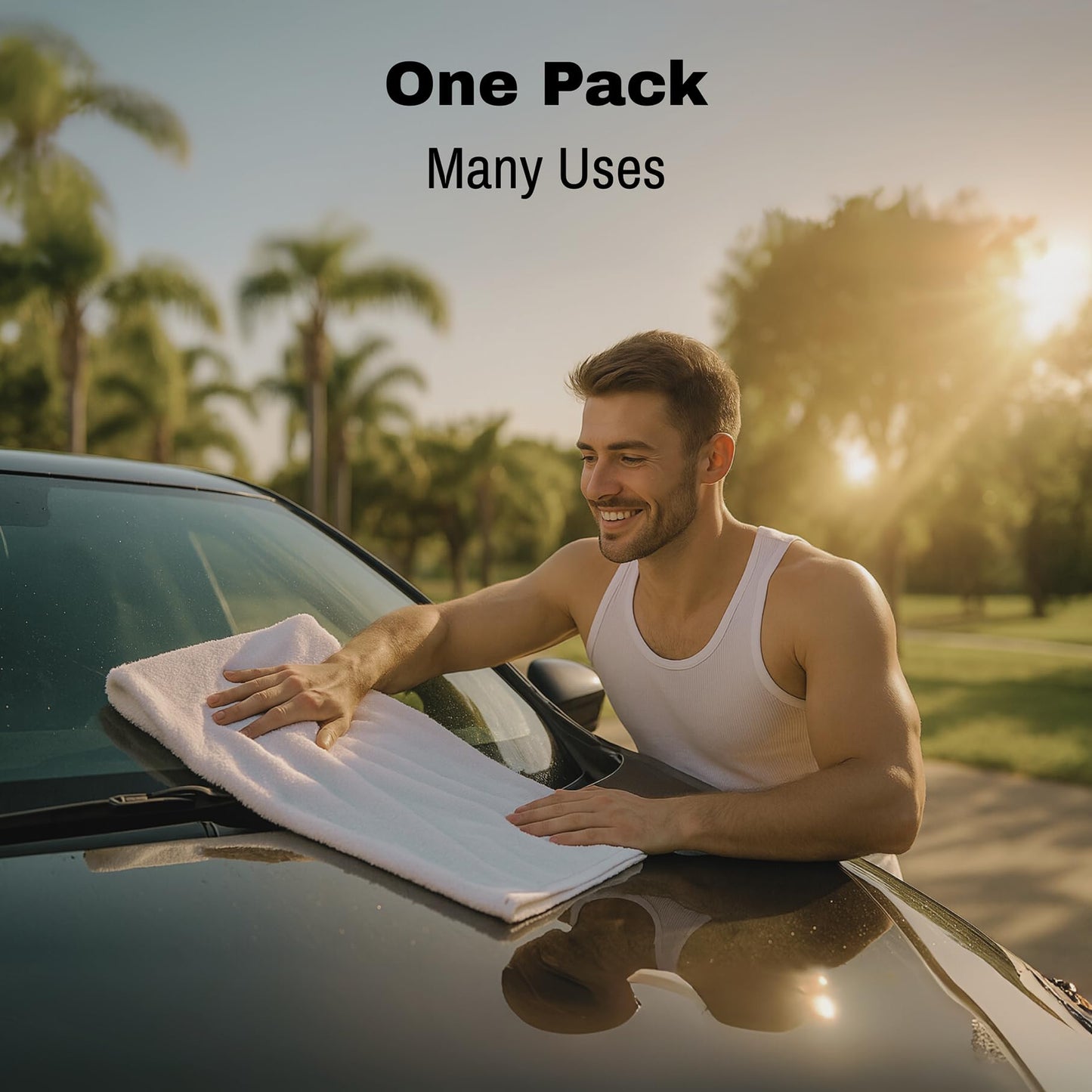 JMR 12 Pack Thin 100% Cotton Utility Towels (22x44 White) - Quick-Dry, Lightweight & Economical for Pets, Gym, Cleaning, Kitchen, Travel, Hair, Auto - Practical Multi-Use Space Saver, Bulk Value