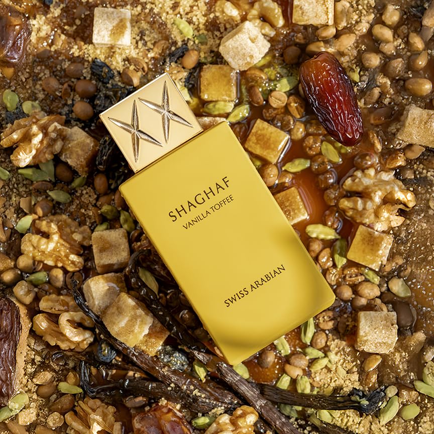Swiss Arabian Shaghaf Vanilla Toffee - Arabian Perfume for Men and Women - Unisex Eau de Parfum - Dubai Long Lasting Perfume - Travel Size - 2.5 oz