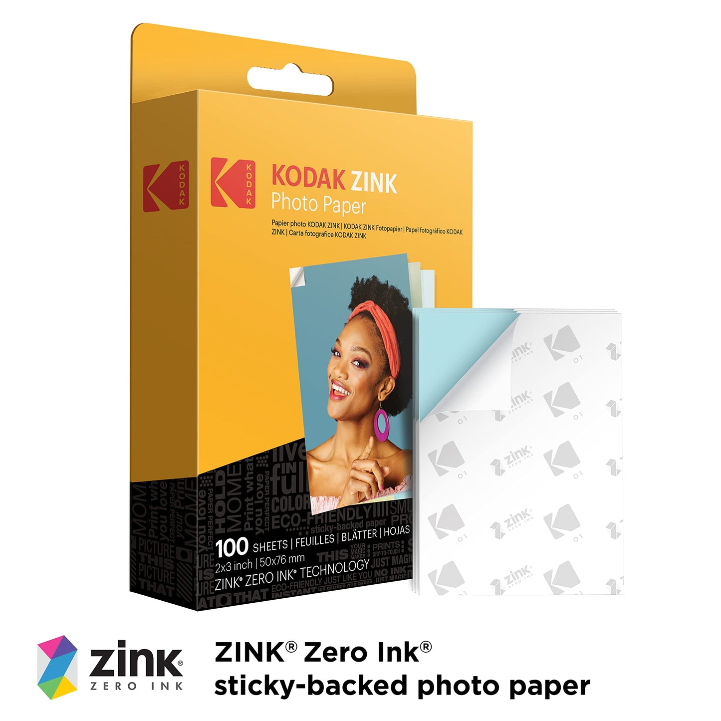 KODAK 2x3 Premium Sticky-Backed ZINK Photo Paper (100 Sheets) - Compatible With Kodak Step, Step Slim, Printomatic, Printomatic+, Smile+, Step Touch