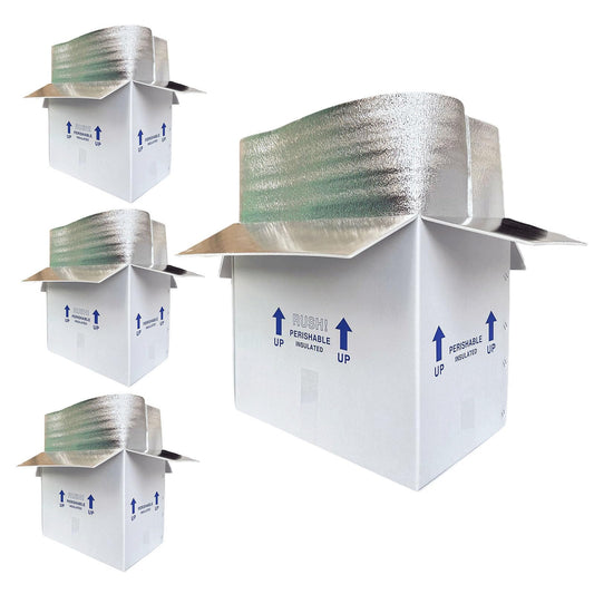 19x12x16" Insulated Shipping Box, Perishable Cooler for Frozen Food Styrofoam Boxes for Cold Shipping Perishables Packaging Insulated Carton with Aluminum Foil Liner Bag, 4 Pack