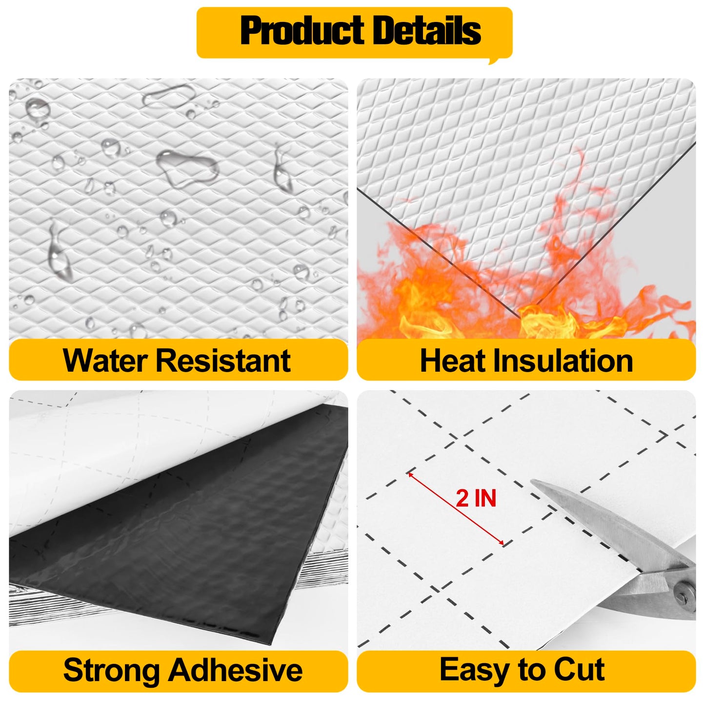 MYFAMIREA 36 sqft Car Sound Deadening, Sound Deading Material Mat for Car 80mil(2mm), Butyl Automotive Sound Deadening with Self-Adhesive, Noise Insulation and Dampening, Auto Deadener for Trunk, 34P
