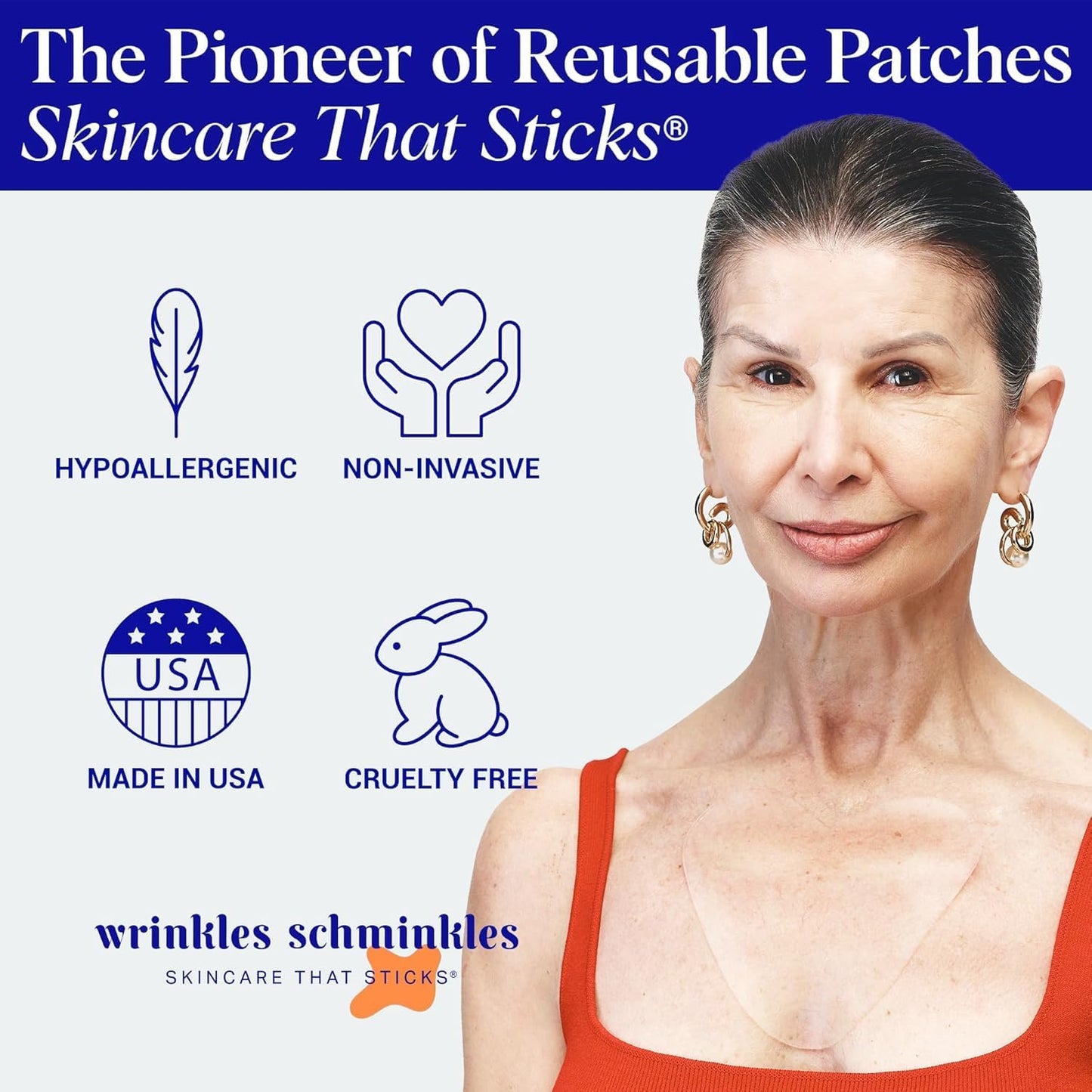 Wrinkles Schminkles Chest, Cleavage & Body Stretch Mark Wrinkle Patches | Reusable Hypoallergenic Pregnancy Safe Silicone Smoothing Pads to Prevent and Reduce Wrinkles & Stretch Marks | 2 Pack