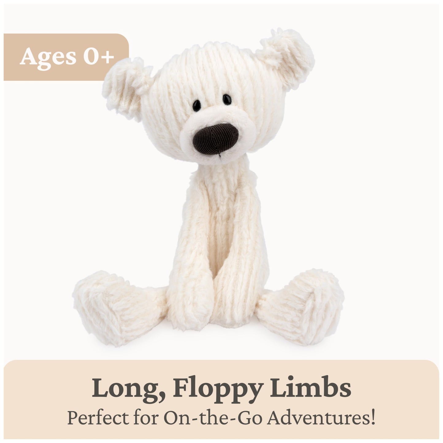 GUND Toothpick Cable, Teddy Bear Stuffed Animal for Ages 1 and Up, Cream/Offwhite, 15