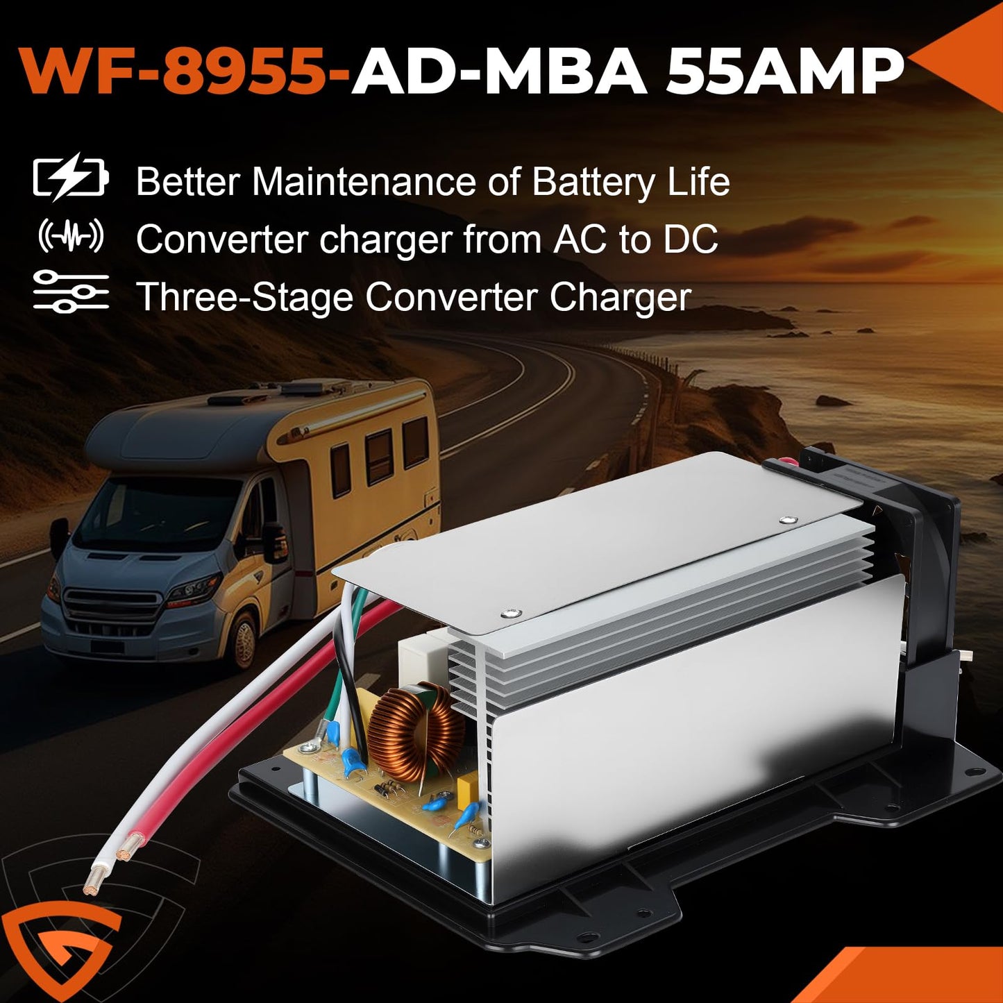 WF-8955-AD-MBA RV Power Converter Main Board Assembly 55 Amp for RV Trailer Camper WF-8955, WF-8900-AD, WF-8955-MBA, WF-8955PEC Series Converters, Fit for Parallax 7155, 7145 Power Center