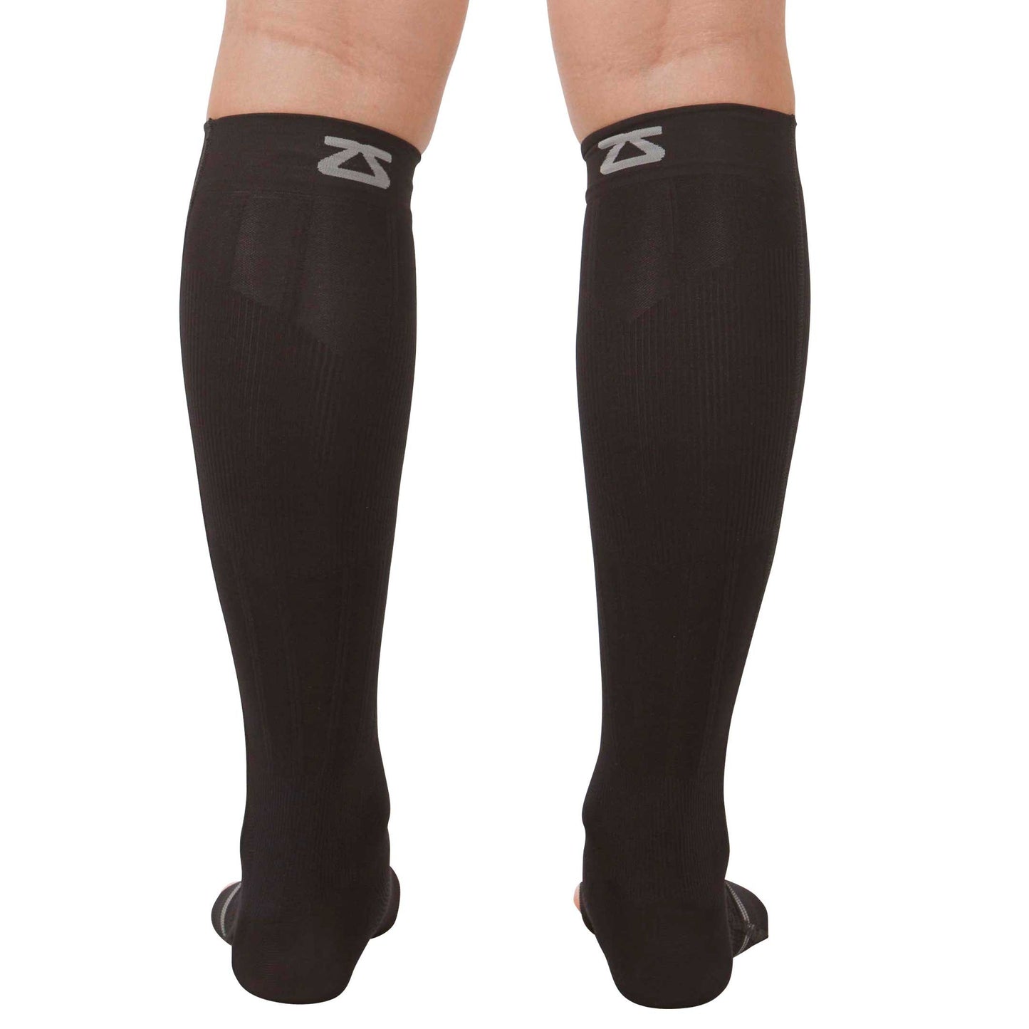 Zensah Ankle/Calf Compression Sleeves- Toeless Socks for Circulation, Swelling for Men and Women, Black, Large