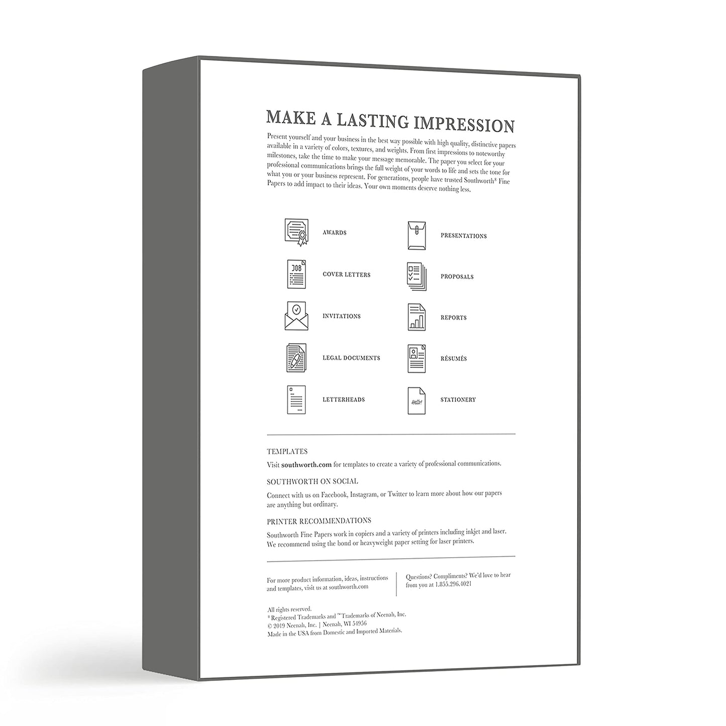 Southworth® 100% Cotton Business Paper, 8 1/2" x 11", 24 Lb, 100% Recycled, White, Box Of 500