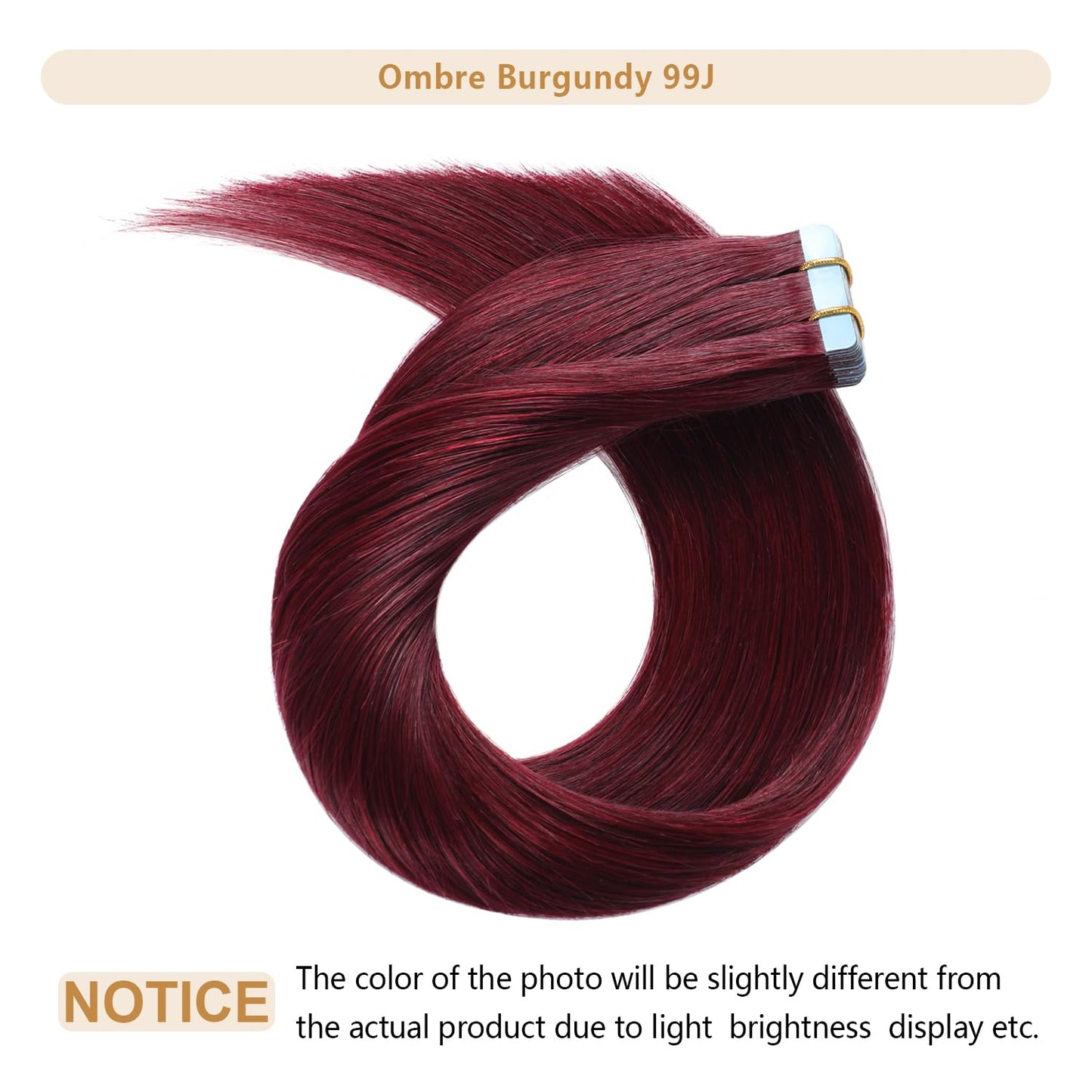 YILITE Red Tape in Hair Extensions Human Hair,18inch 50g 20Pcs #99J 100% Remy Human Hair,Seamless Skin Weft Burgundy Tape ins