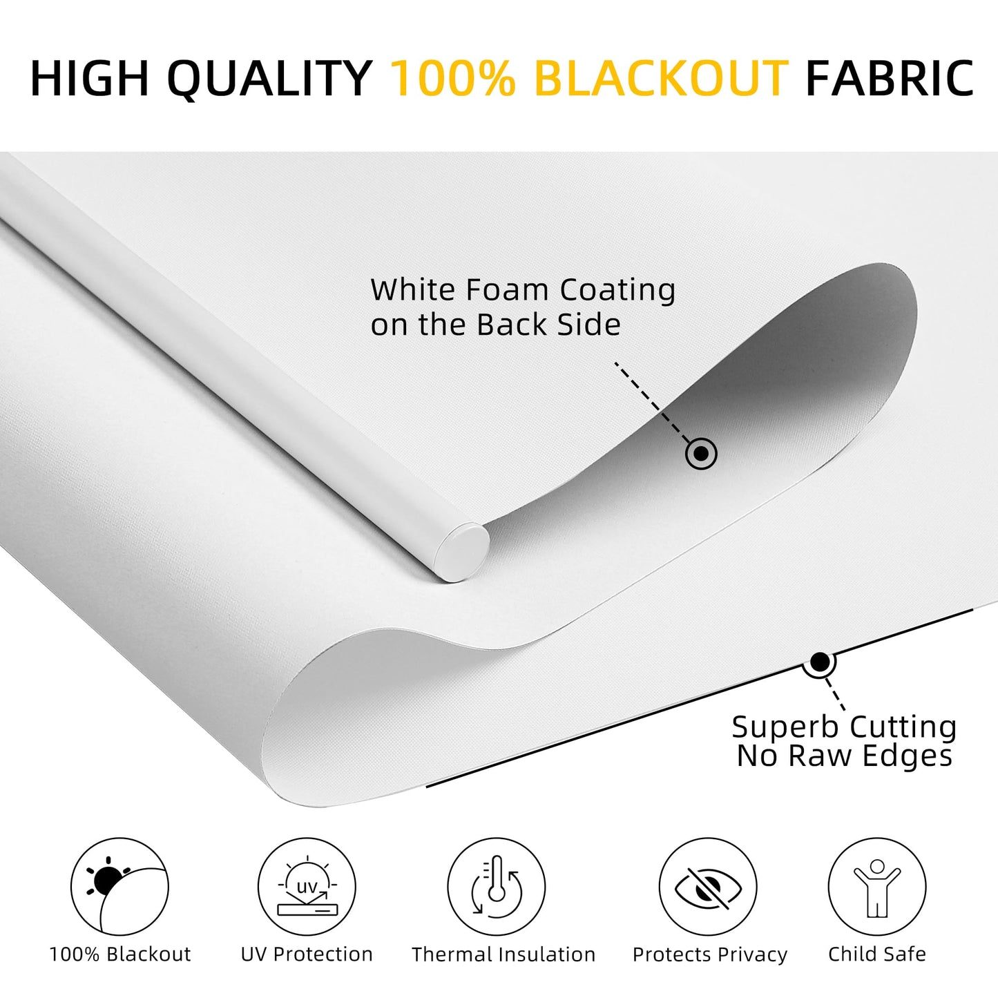 ChrisDowa Cordless Blackout Roller Shades for Windows, Thermal Insulated UV Protection Pull Down Shades, Total Blackout Window Blinds for Home, Office, Bedroom, Door (30" W x 72" H, White)