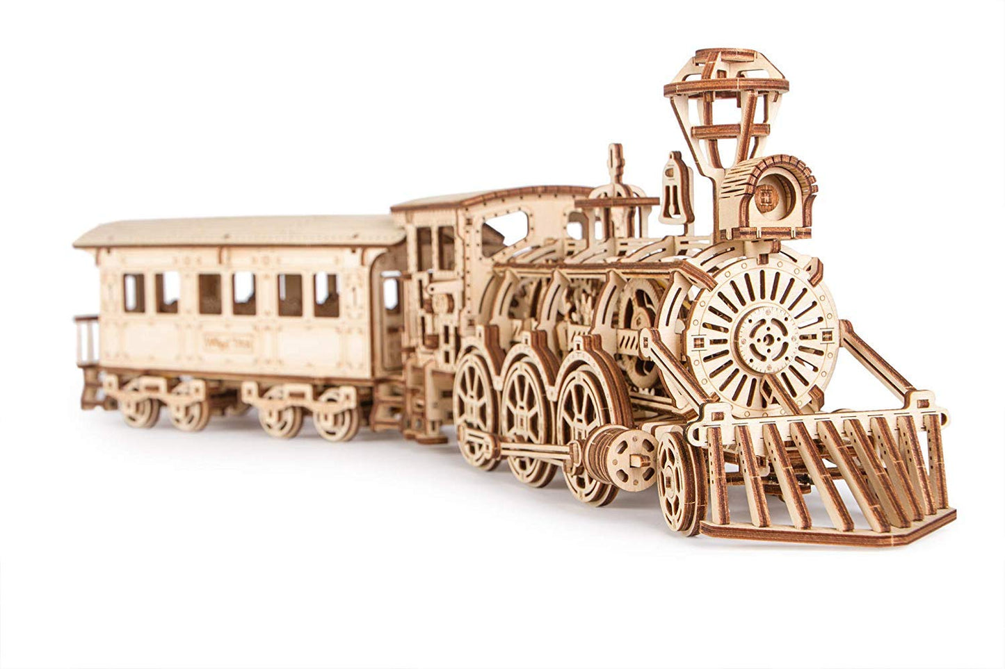 Wood Trick Wooden Train Toy Set with Railway - Mechanical Locomotive Train Model Kit - 3D Wooden Puzzle Puzzle for Adults and Kids, Best DIY Toy