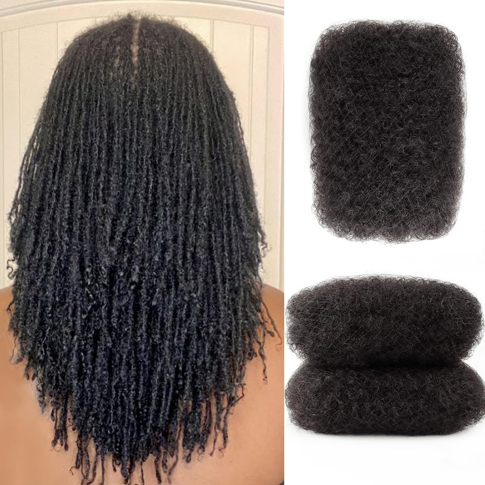 Natural Black Afro Kinky Bulk Human Hair Extension For Braiding Hair Afro Kinky Human Hair Extensions For Dreadlock Twist 30g/bundle 12inch 4 Bundles/Package