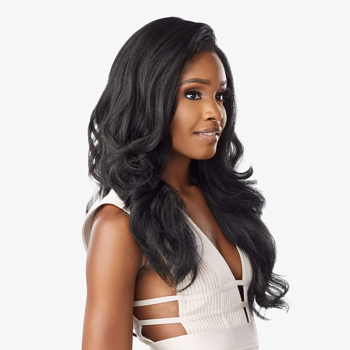 Sensationnel What lace 13x6 Wigs - adanna lacefrontal hand tied glueless synthetic with natural density preplucked hairline (1 JETBLACK)