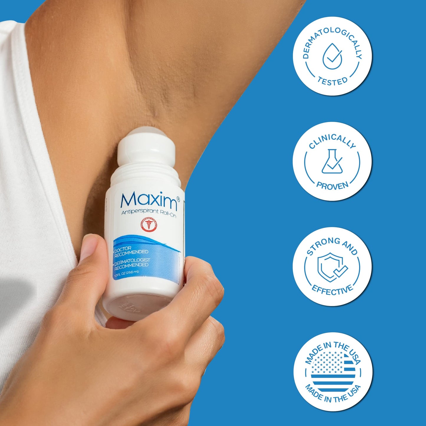 Maxim Clinical Strength Antiperspirant Deodorant for Women & Men, Anti-Sweat Deodorant, Prevent Sweat Armpits, Underarm Sweat Block Treatment, Protection to Keep Dry & Odor Free (4 Pack)