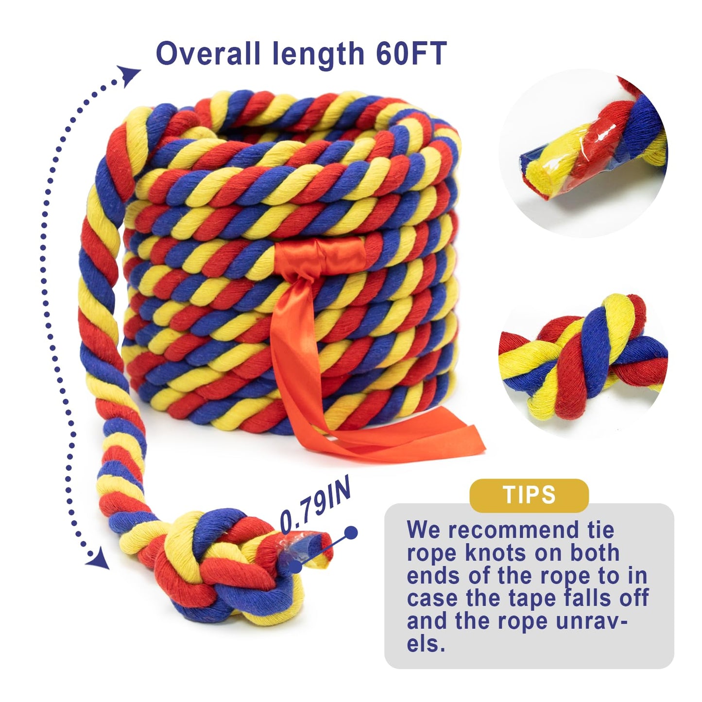 Tug of War Rope for Kids and Adults,60FT Tug a War Rope for Outdoor Games Field Day Family Reunion Birthday Party Games, Outside Activities Yard Backyard Lawn Picnic Games, Team Building Games