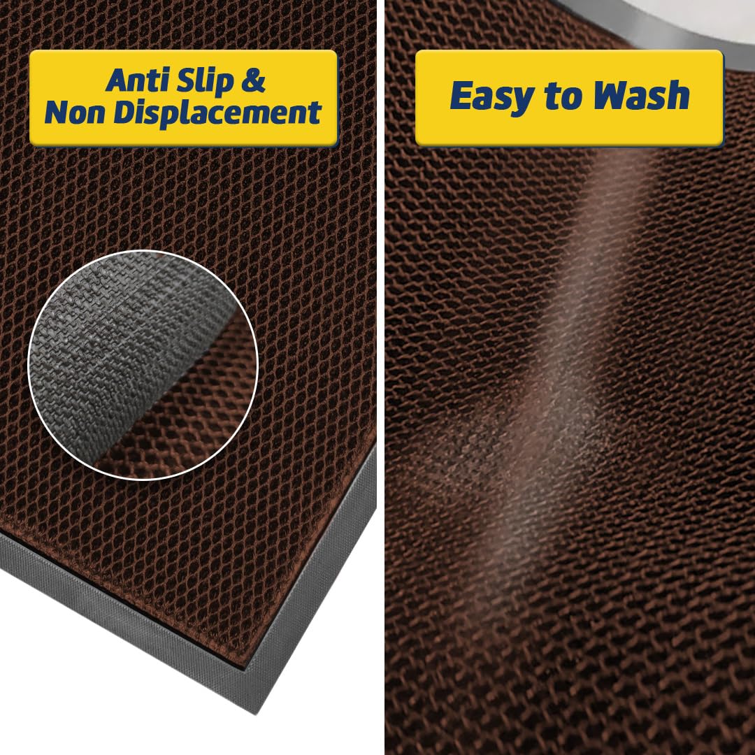 Muddy Mat® Meshy Mat™ Door Mat Heavy-Duty Quick-Dry Floor Mat, Sand & Dirt Trapper for Indoor & Outdoor, Ideal for Entrance, Mudrooms,Patios & Garages,Low-Profile,Non-Slip,Washable– Brown 23"x35"x0.4"