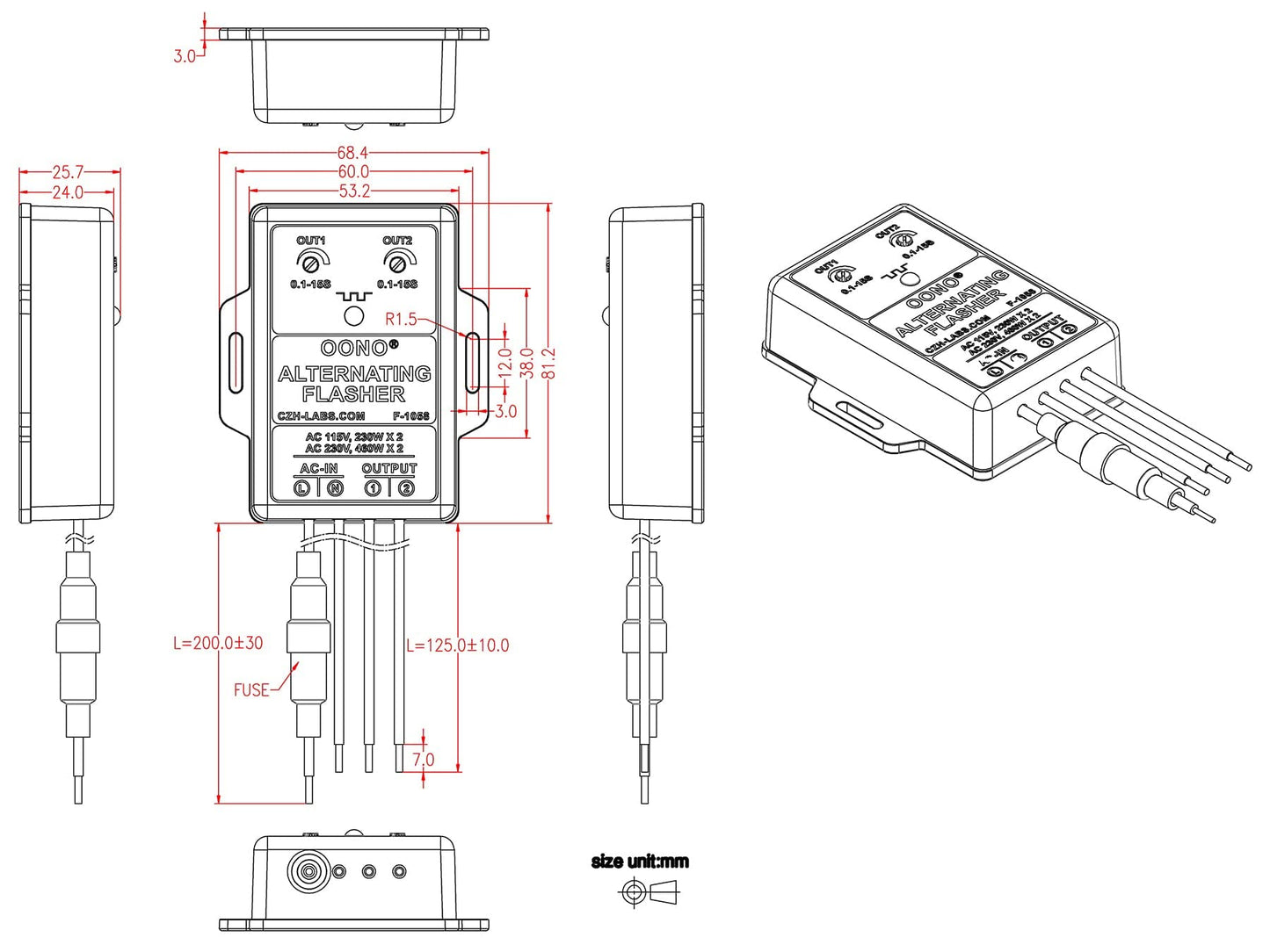 AC 100-240V 2A Dual Output Alternating Flasher Module