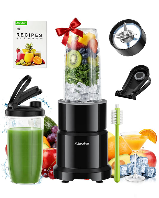 Blender for Smoothie, Abuler 1200W Personal Blender for Shake and Smoothies for Kitchen with 2 No-BPA 20oz Portable Cups, Single Serve Smoothies Maker Mixer for Juices, Nutritious Recipe