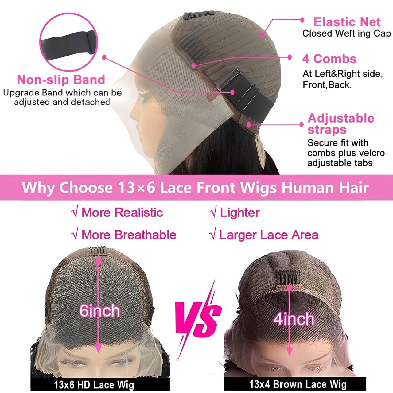 Tholap 16 Inch 13x6 Deep Wave Lace Front Wigs Human Hair 200 Density 13x6 HD Lace Front Wigs Human Hair Pre Plucked Deep Curly Glueless Wig 100% Virgin Human Hair Lace Front Wigs for Women