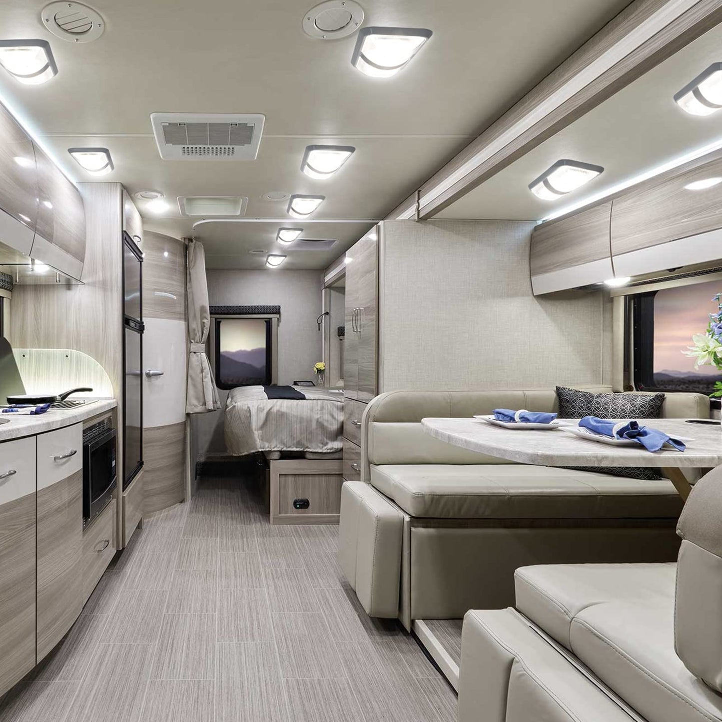 RVZONE 12V Led RV Ceiling 1100 Lumen Double Dome Light | RV Interior Lighting Fixture with ON/Off Switch for RV Trailer Camper Truck Van Boat Car (5 Pack Natural White 4000-4500K)
