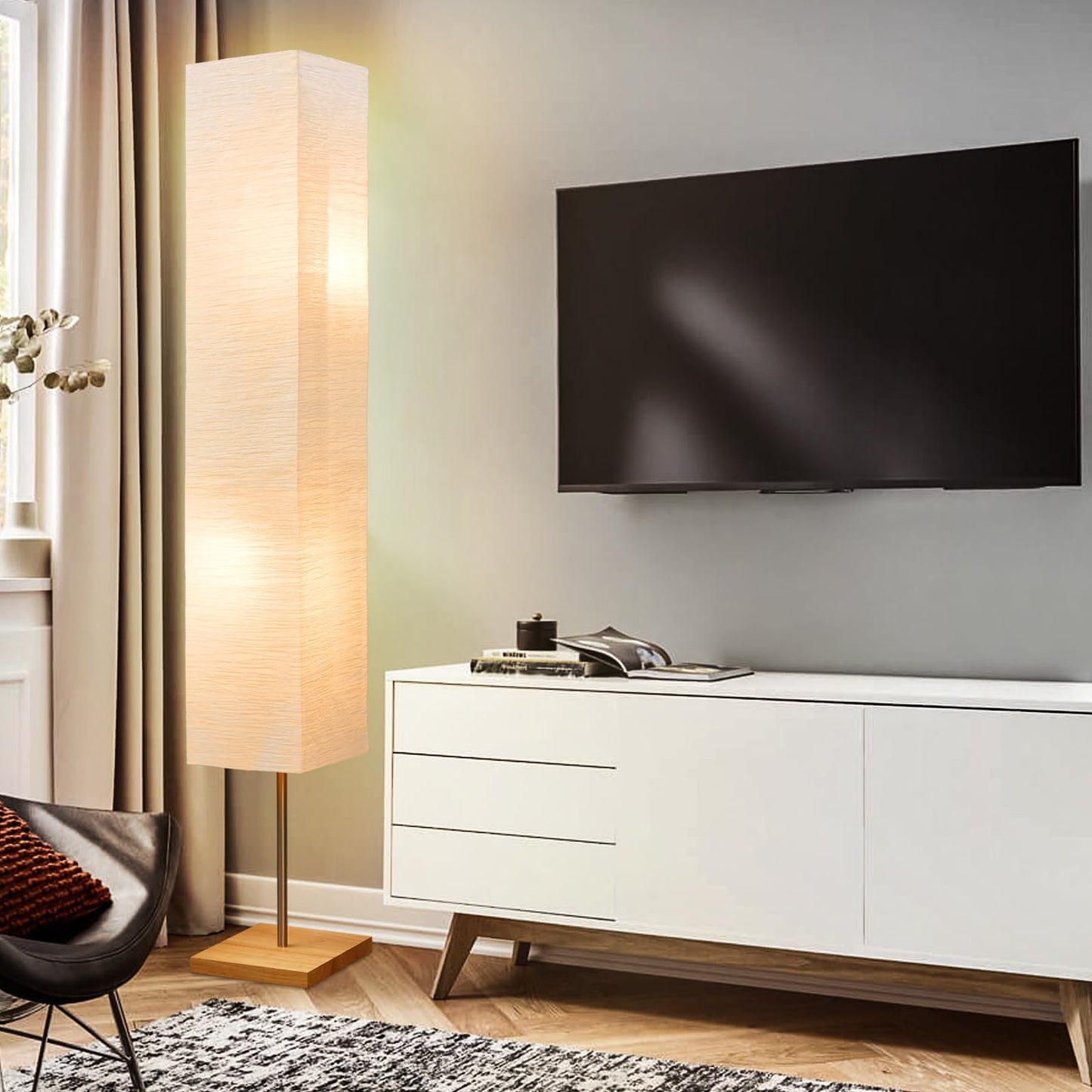 GyroVu 65" Floor Lamp for Living Room, 3 Way Dimmable Standing Lamp for Bedroom, Corner Floor Lamp for Office& Living Room(Bulbs Included)